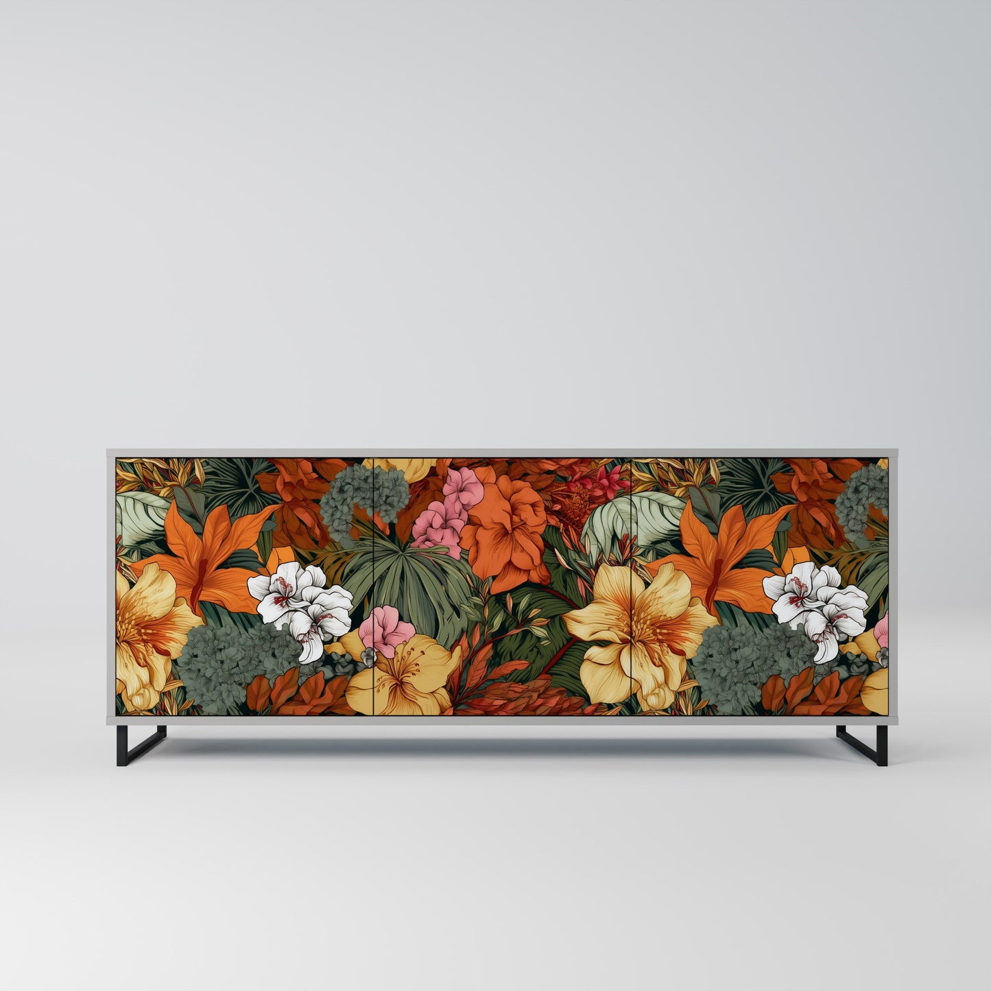 Credenza RADIANT FLORA a 3 ante in finitura grigia