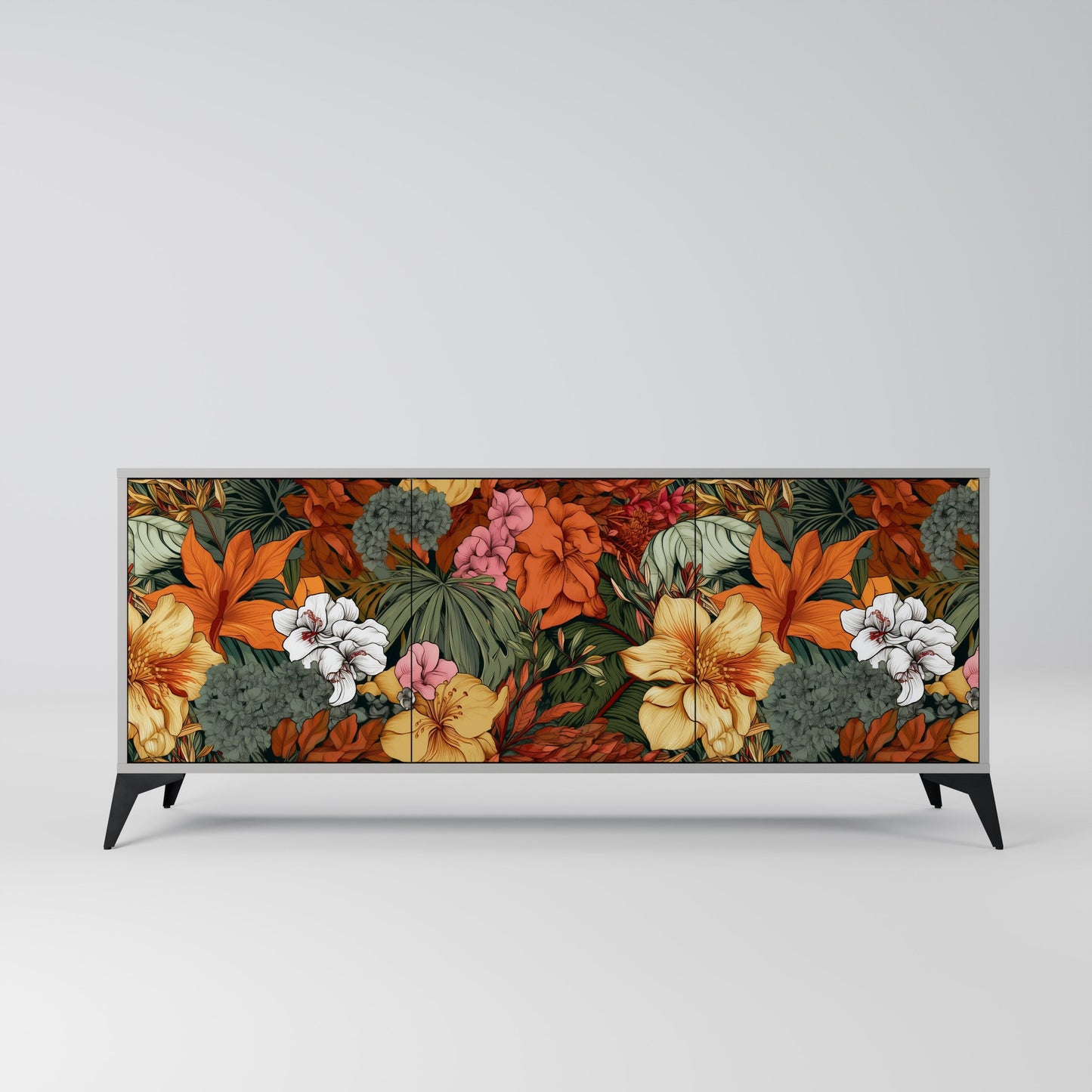 Credenza RADIANT FLORA a 3 ante in finitura grigia