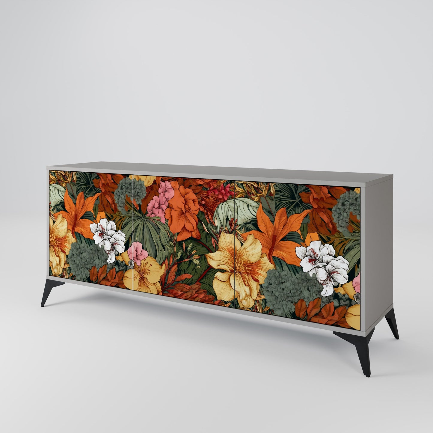 Credenza RADIANT FLORA a 3 ante in finitura grigia