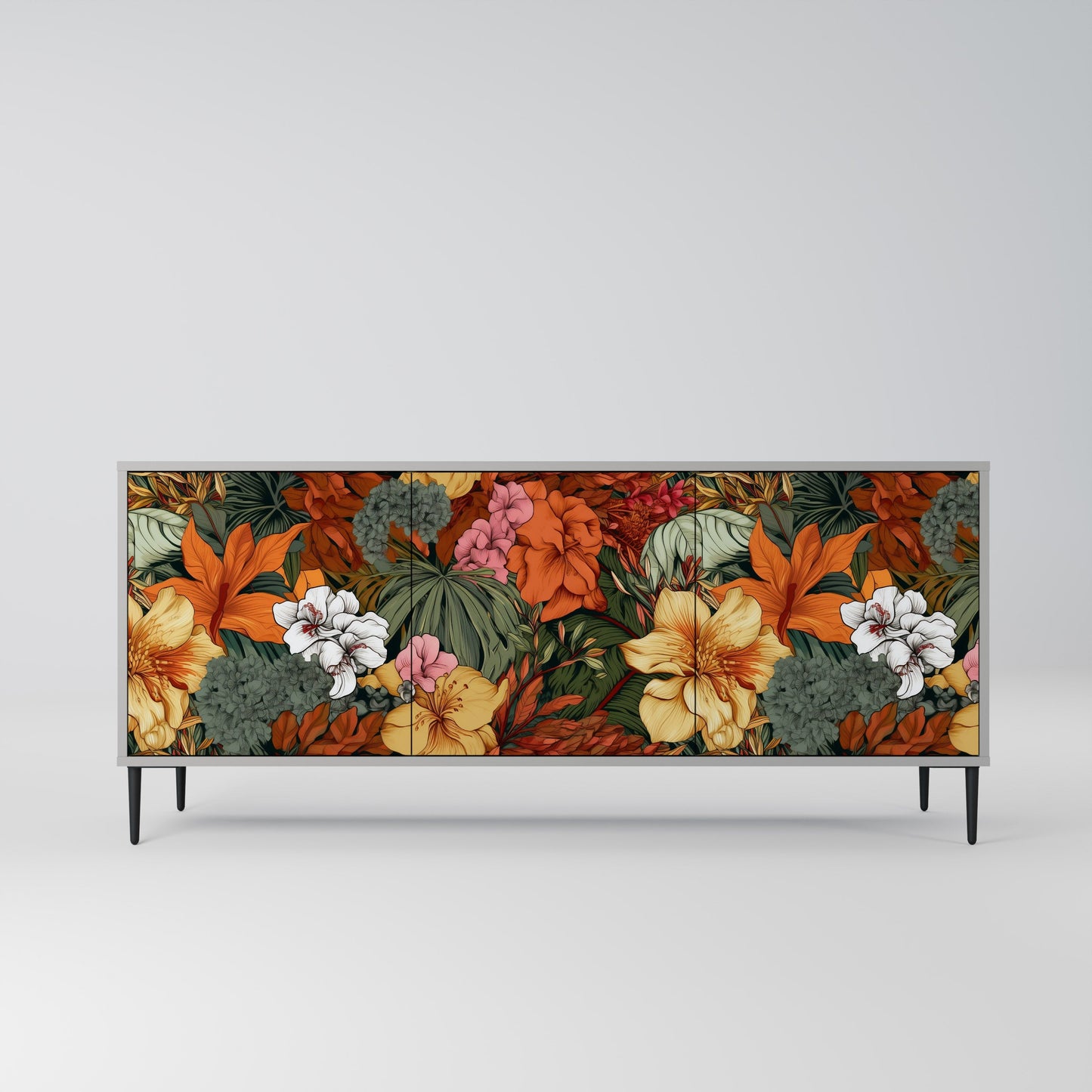 Credenza RADIANT FLORA a 3 ante in finitura grigia