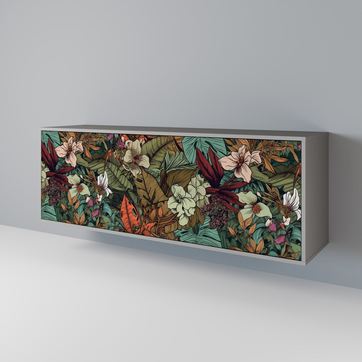 BOTANICAL EMERGENCE 3-Door Sideboard in Grey Finish