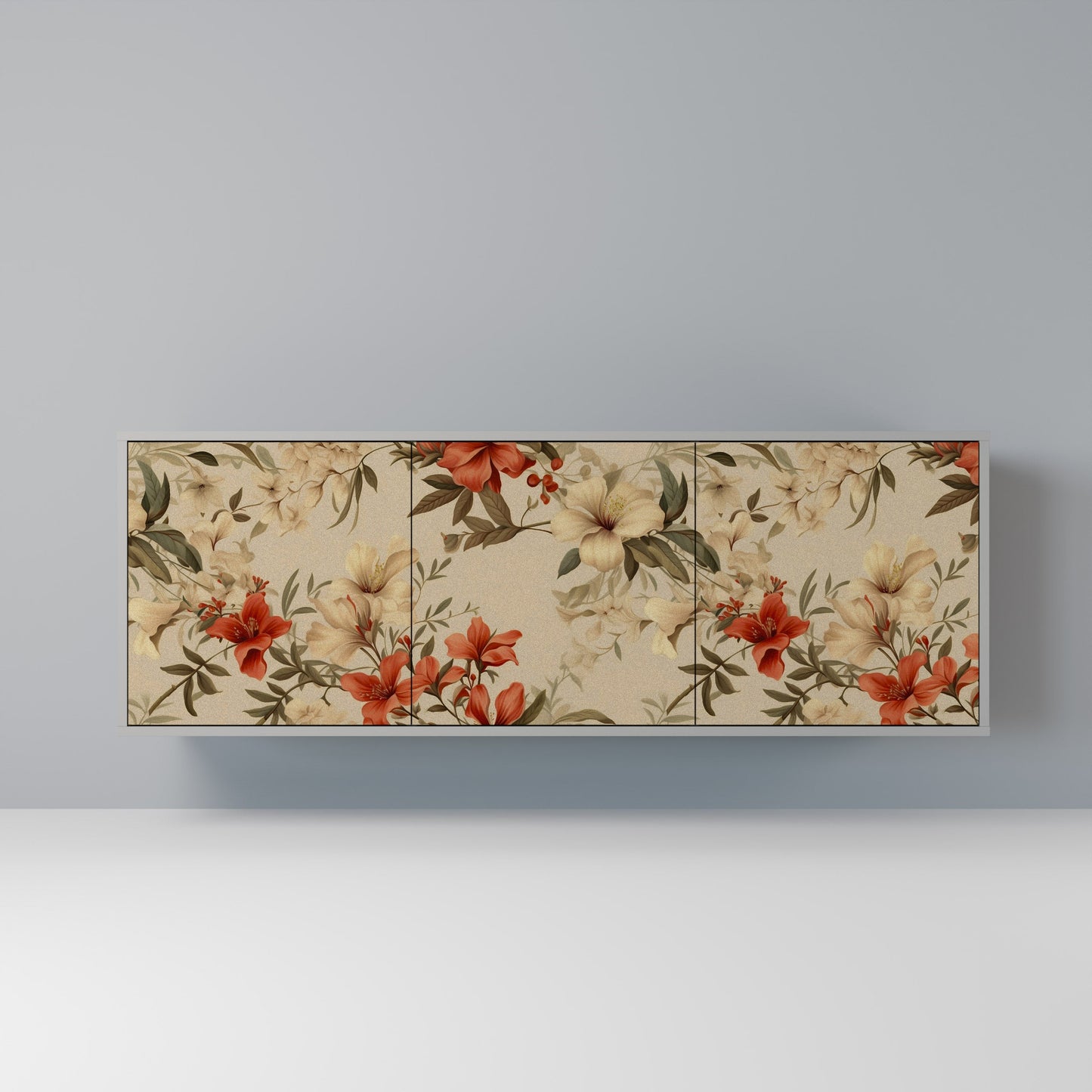 Credenza BLOOMING HARMONY a 3 ante in finitura grigia