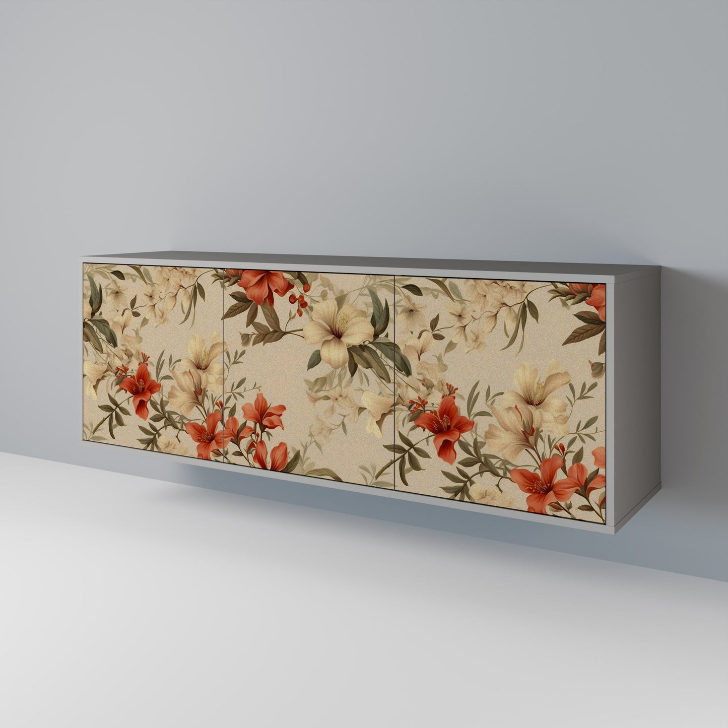 Credenza BLOOMING HARMONY a 3 ante in finitura grigia