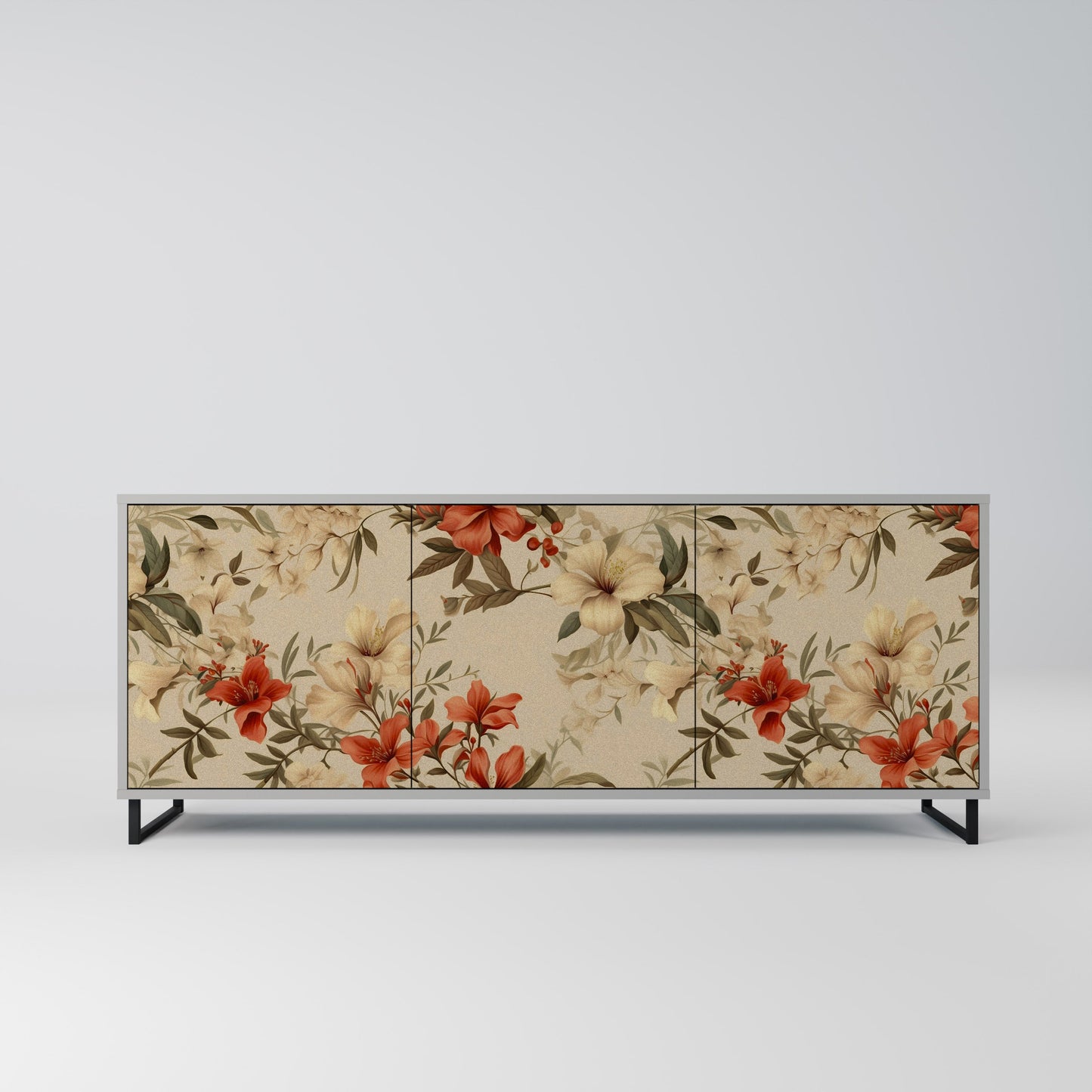 Credenza BLOOMING HARMONY a 3 ante in finitura grigia