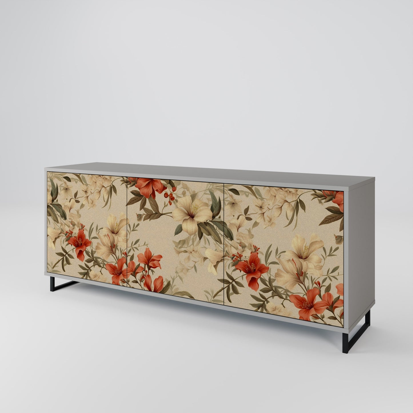 Credenza BLOOMING HARMONY a 3 ante in finitura grigia