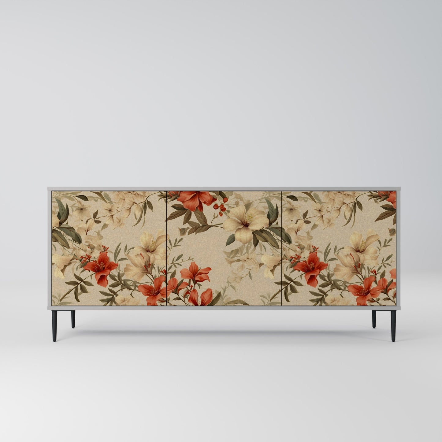 Credenza BLOOMING HARMONY a 3 ante in finitura grigia