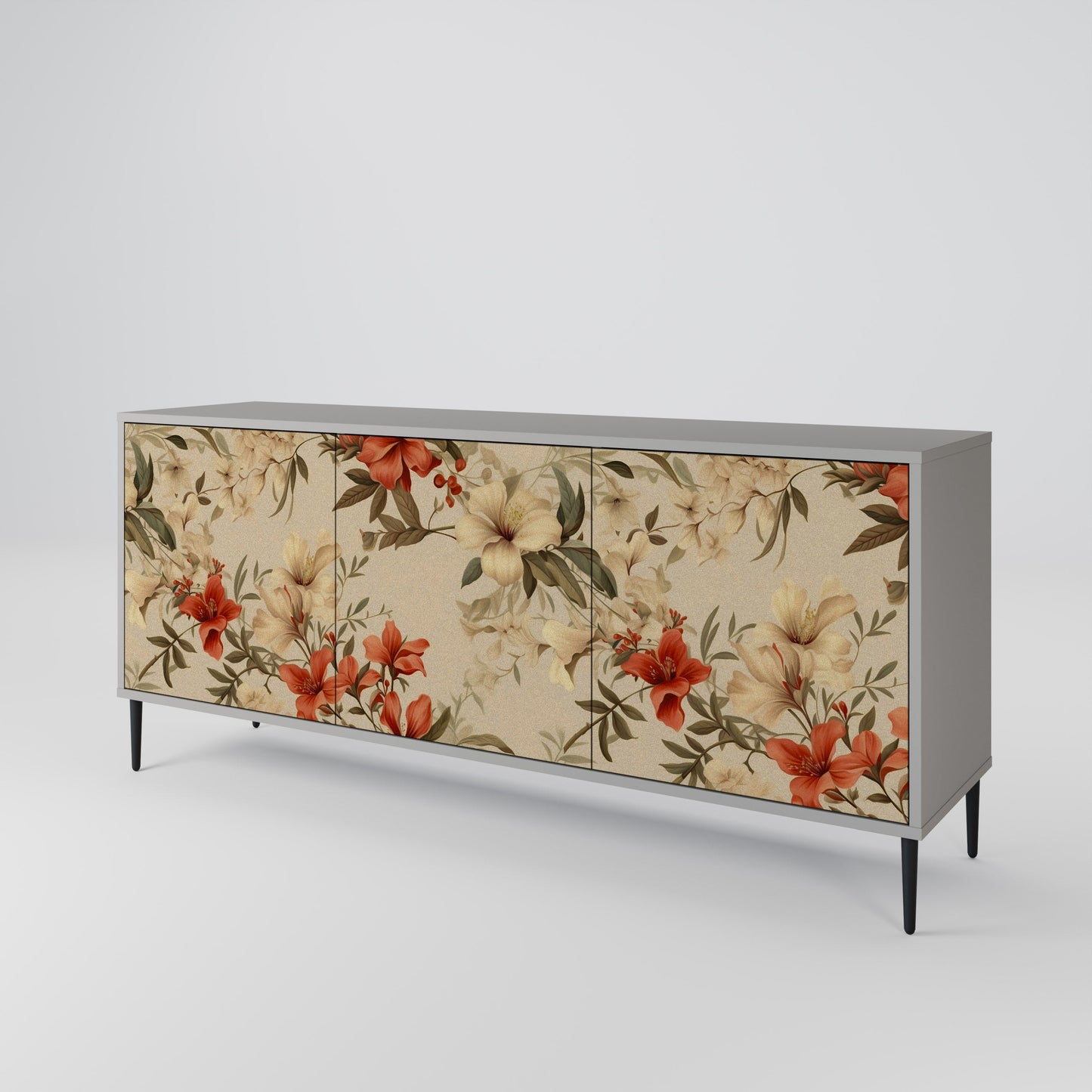 Credenza BLOOMING HARMONY a 3 ante in finitura grigia