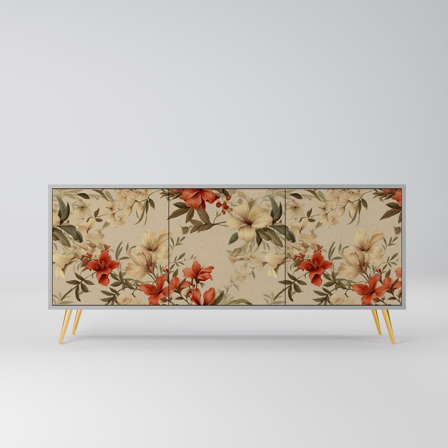 Credenza BLOOMING HARMONY a 3 ante in finitura grigia