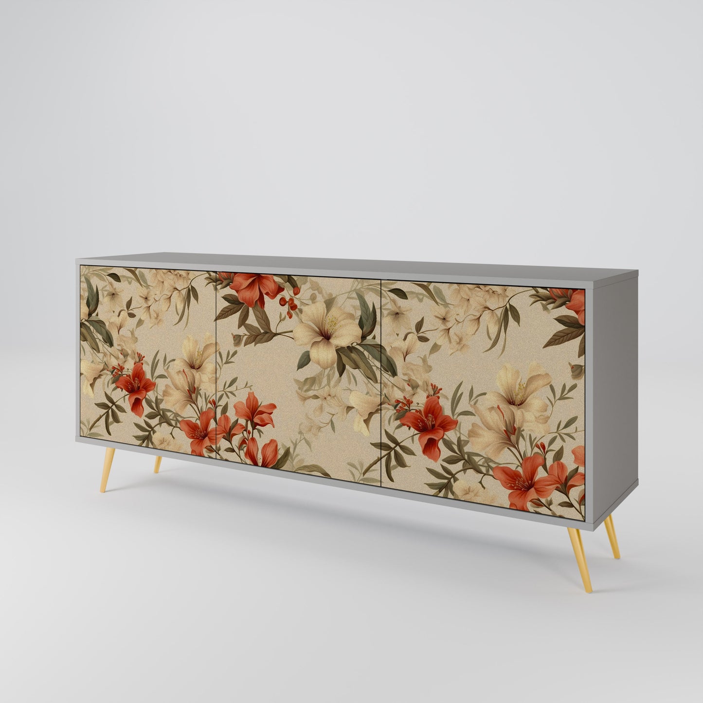 Credenza BLOOMING HARMONY a 3 ante in finitura grigia