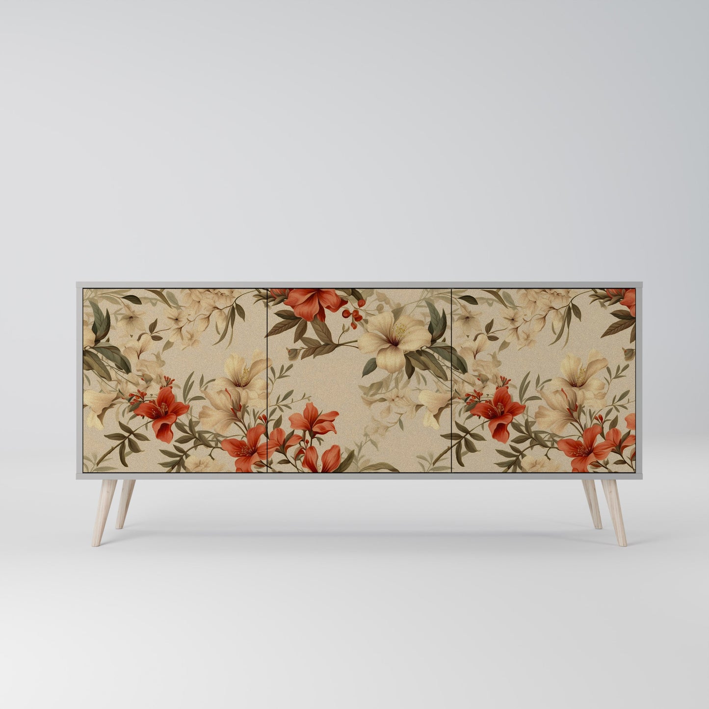 Credenza BLOOMING HARMONY a 3 ante in finitura grigia