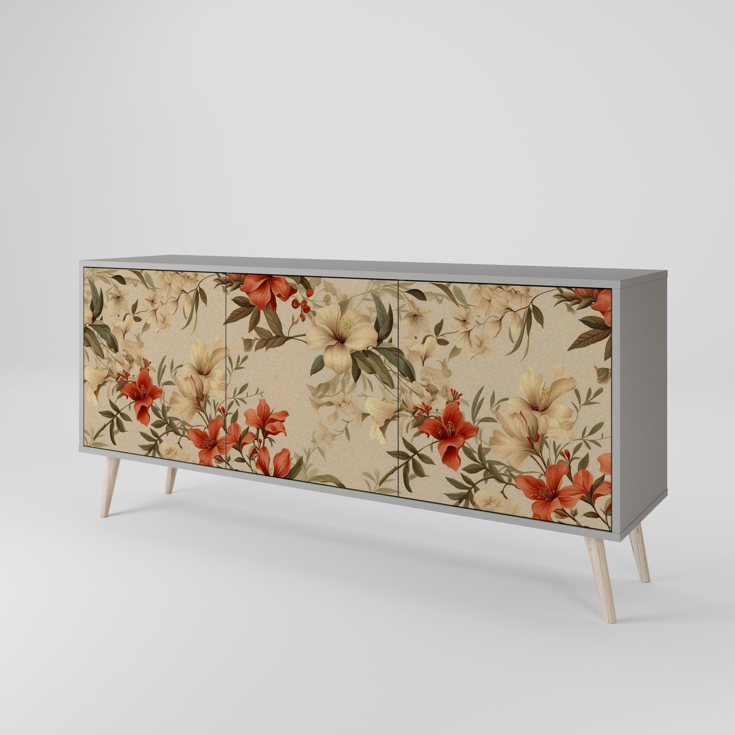 Credenza BLOOMING HARMONY a 3 ante in finitura grigia