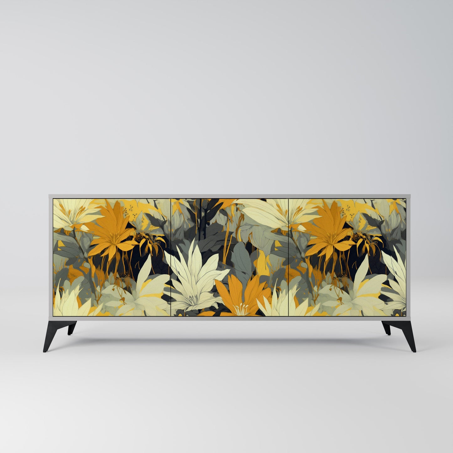SUNKISSED LILY 3-Door Sideboard in Grey Finish