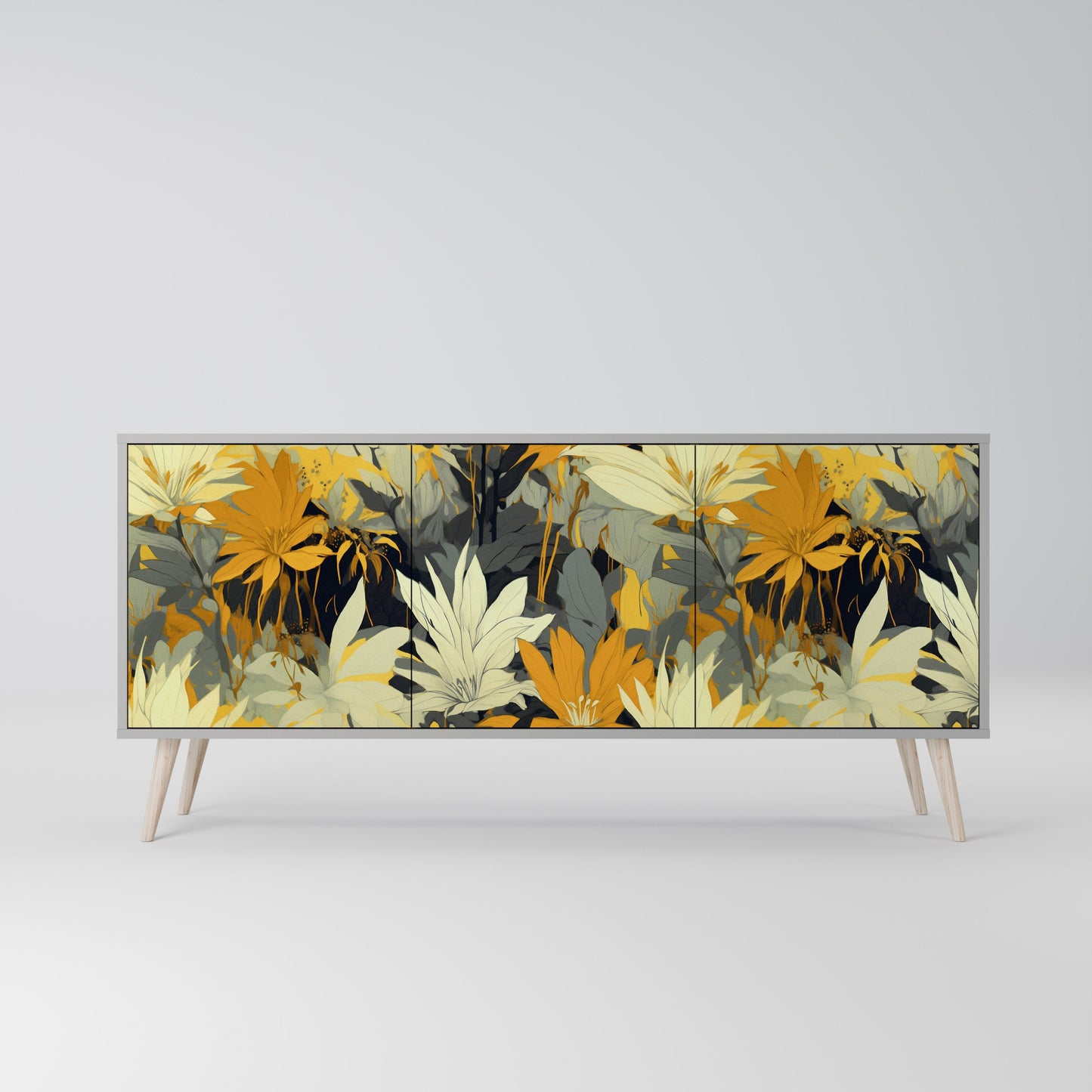 SUNKISSED LILY 3-Door Sideboard in Grey Finish