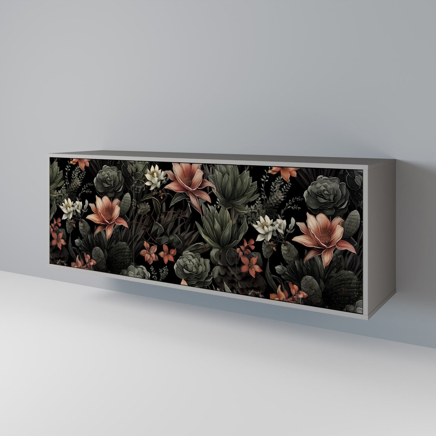 Credenza a 3 ante SECRET VERDURE in finitura grigia