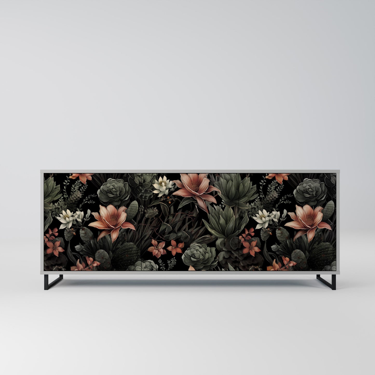 Credenza a 3 ante SECRET VERDURE in finitura grigia