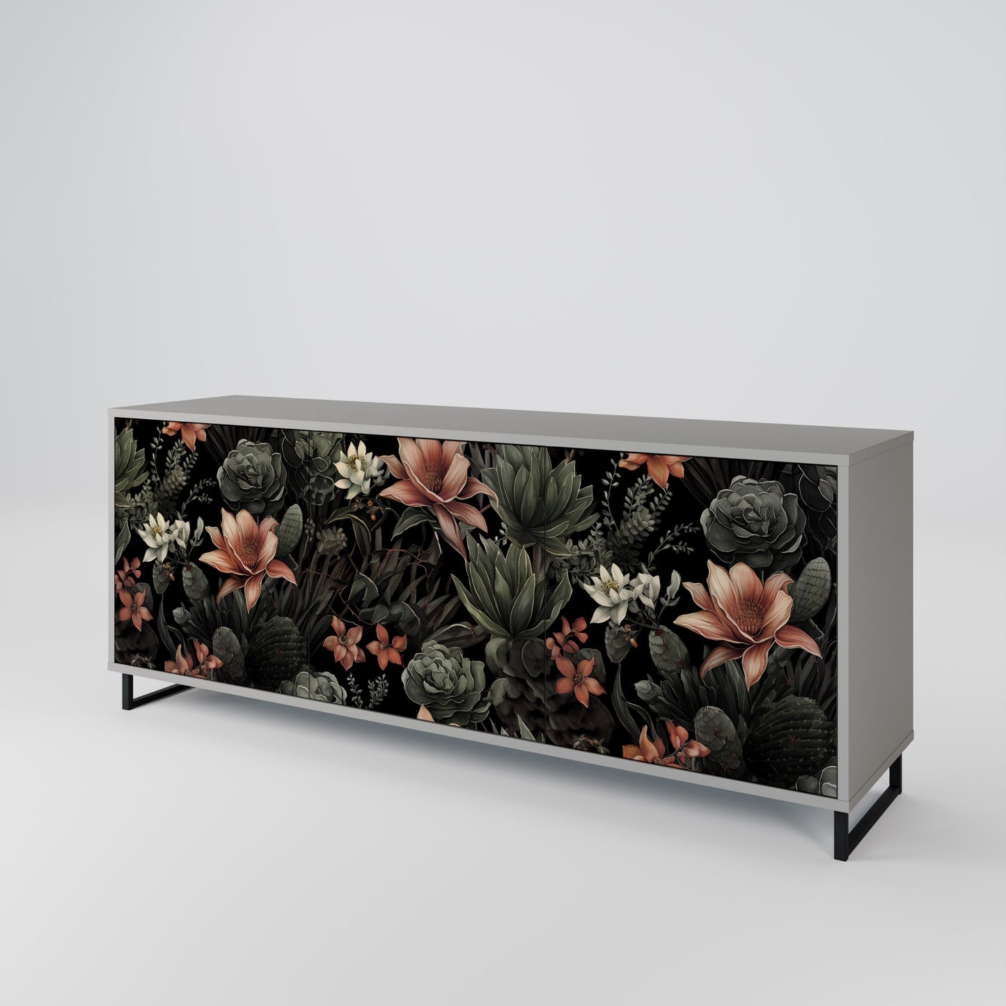 Credenza a 3 ante SECRET VERDURE in finitura grigia
