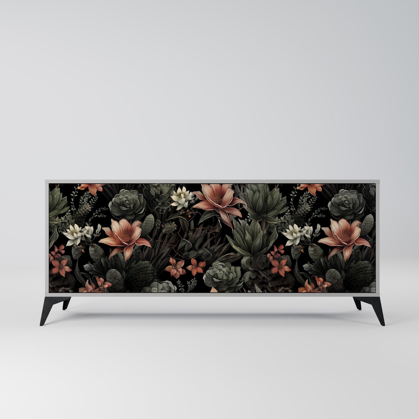 Credenza a 3 ante SECRET VERDURE in finitura grigia