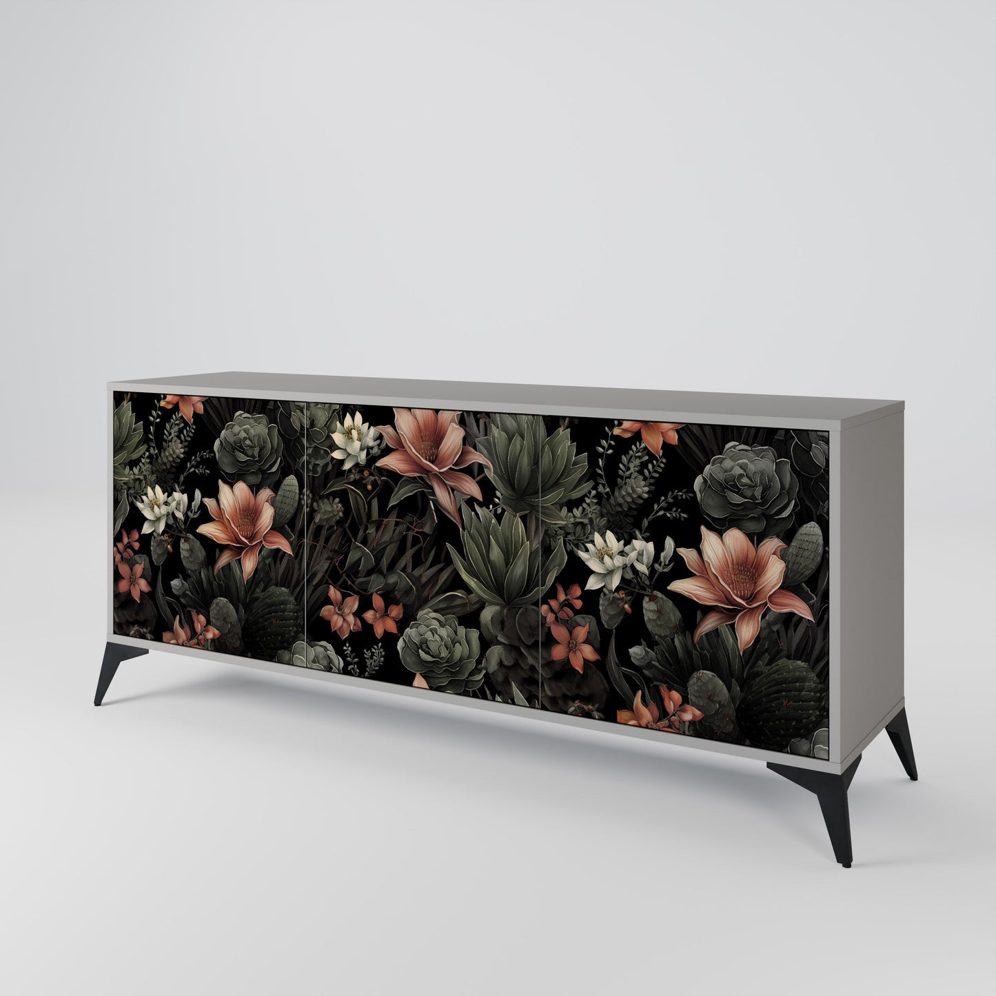 Credenza a 3 ante SECRET VERDURE in finitura grigia