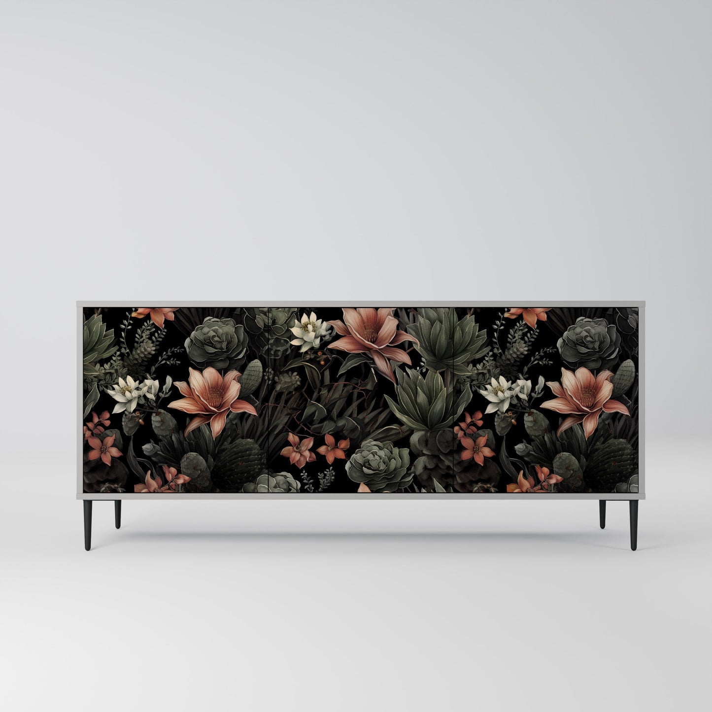 Credenza a 3 ante SECRET VERDURE in finitura grigia