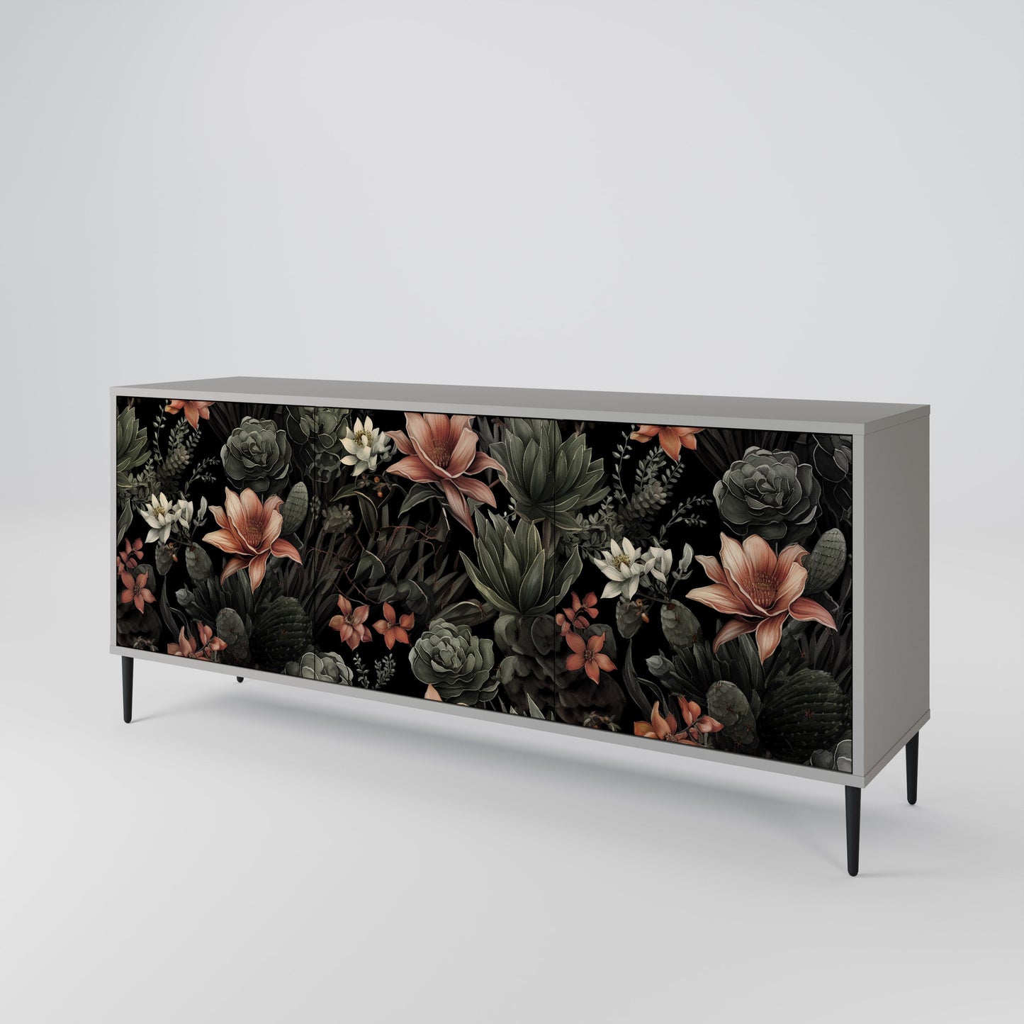Credenza a 3 ante SECRET VERDURE in finitura grigia