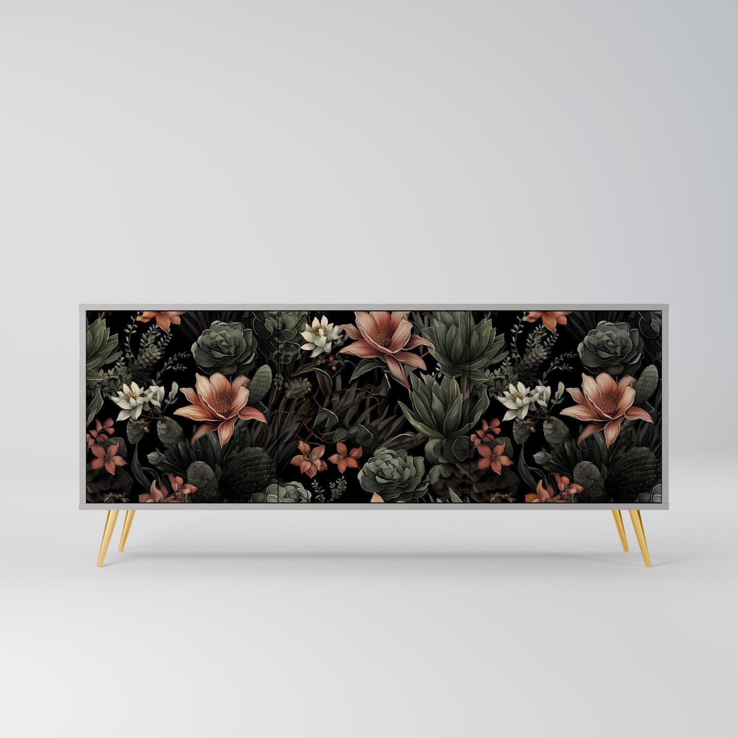 Credenza a 3 ante SECRET VERDURE in finitura grigia
