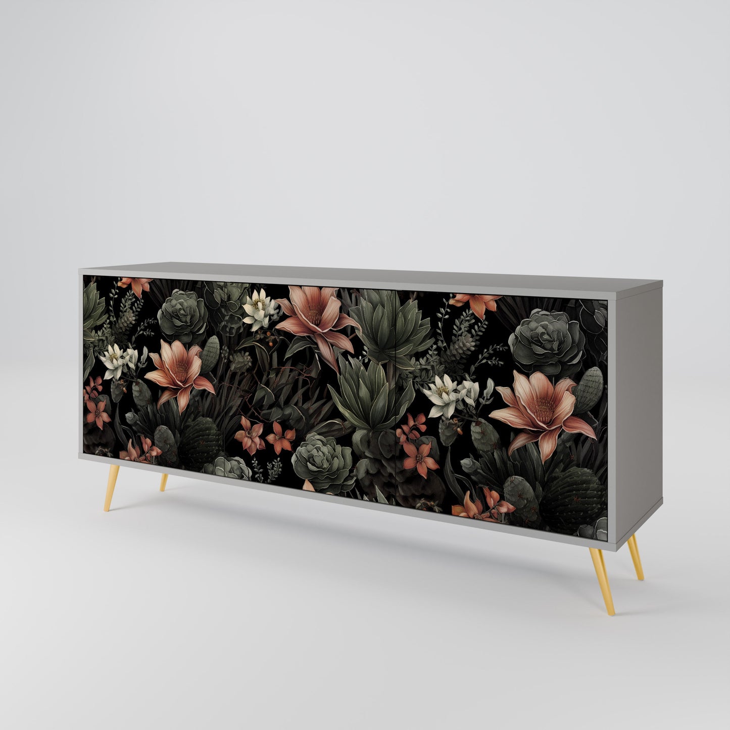 Credenza a 3 ante SECRET VERDURE in finitura grigia