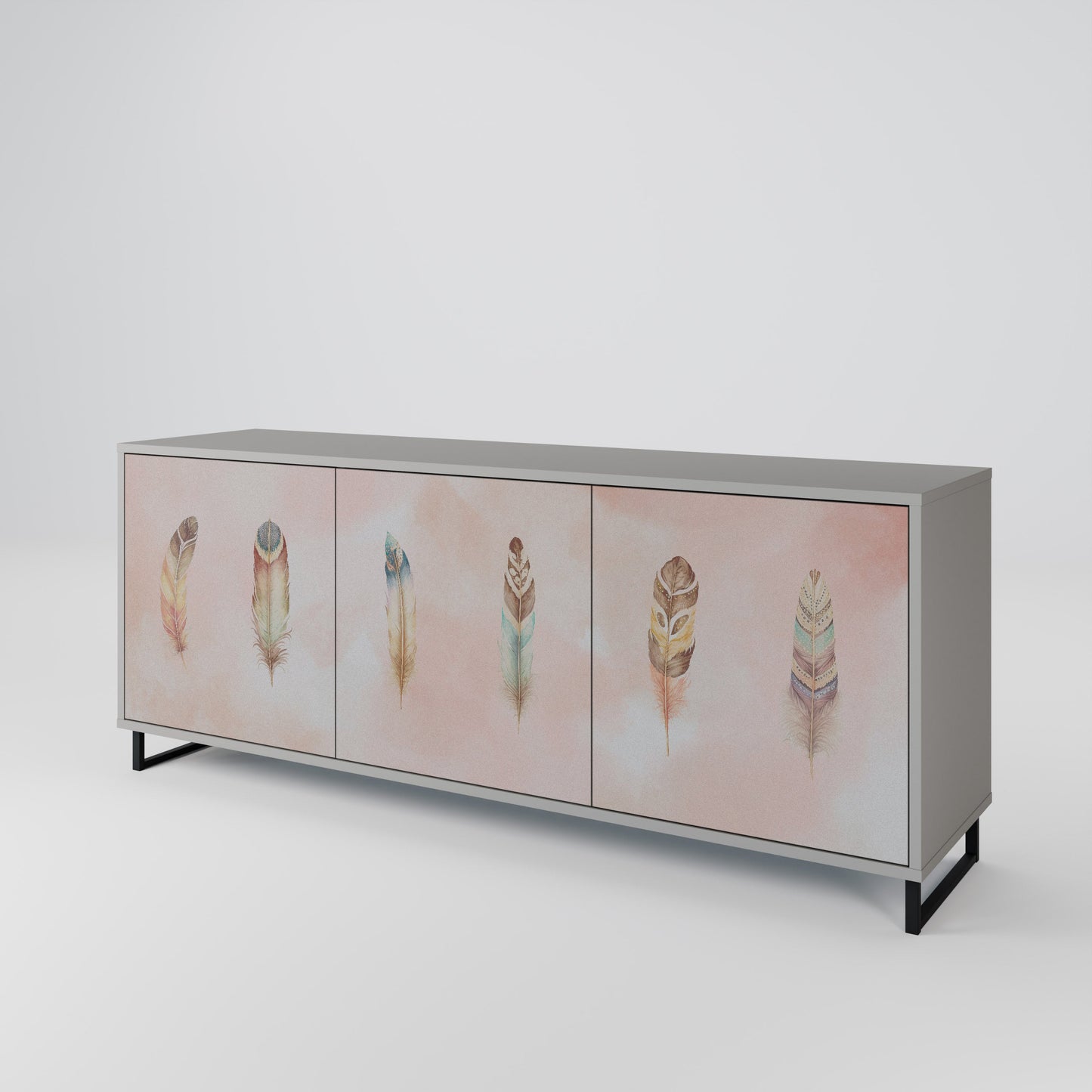 THE DELIQUESCE 3-Door Sideboard in Grey Finish