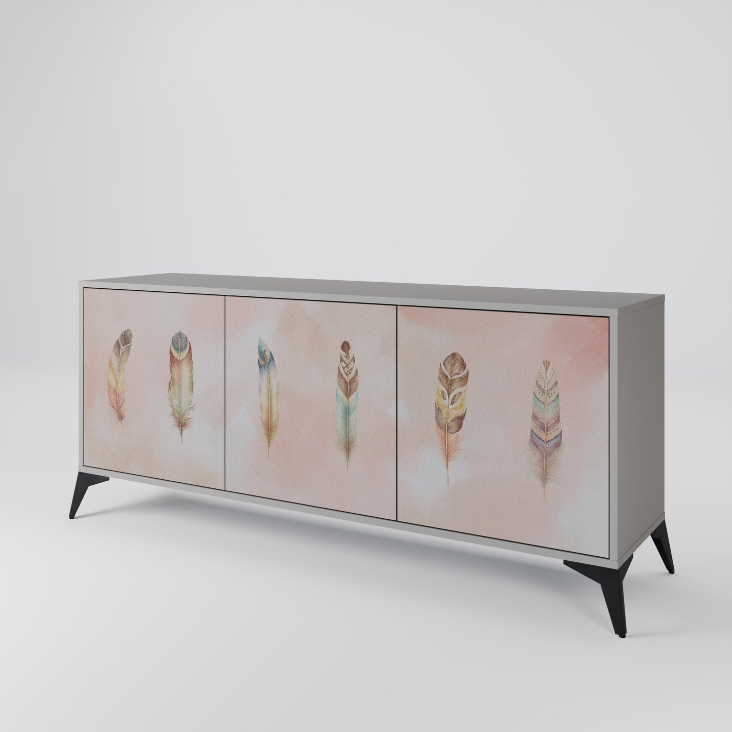 THE DELIQUESCE 3-Door Sideboard in Grey Finish