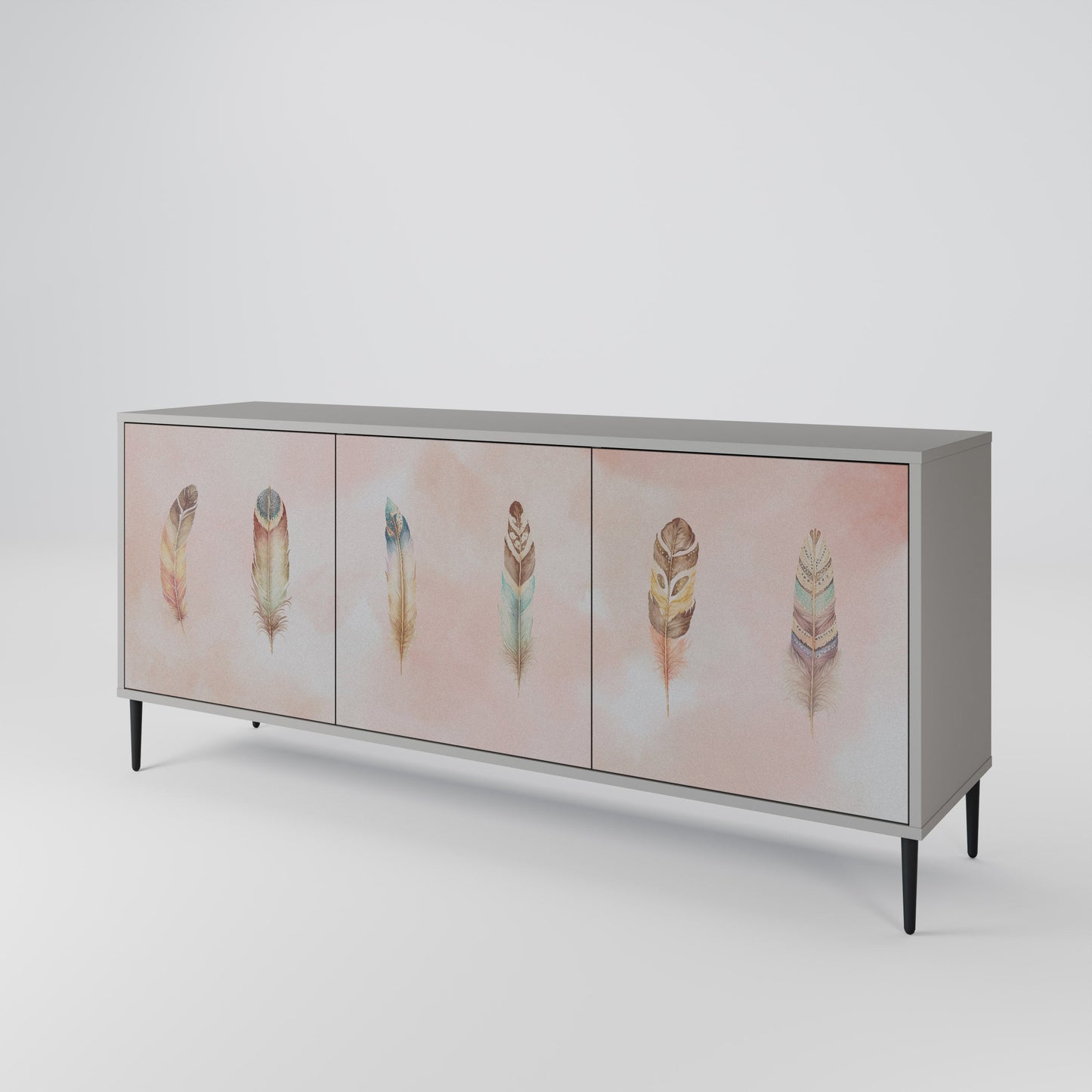 THE DELIQUESCE 3-Door Sideboard in Grey Finish