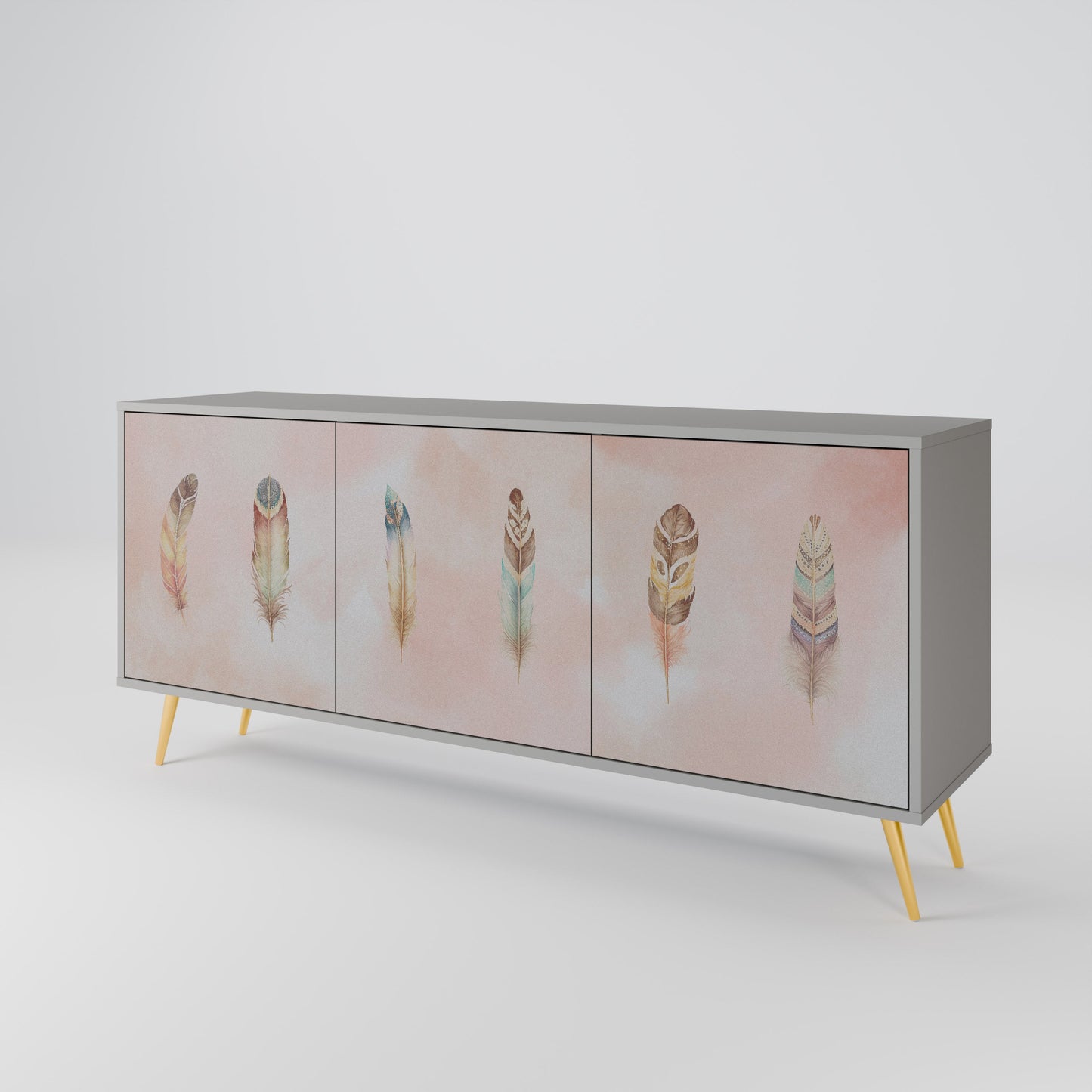 THE DELIQUESCE 3-Door Sideboard in Grey Finish