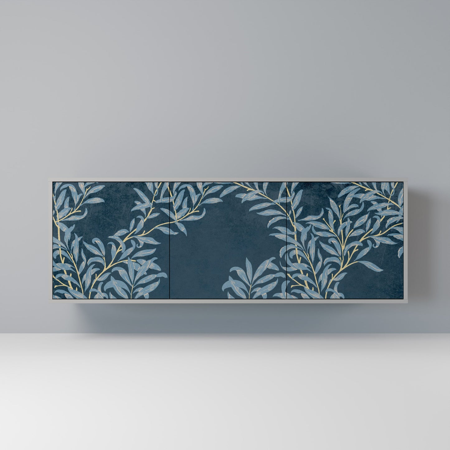 Credenza a 3 ante BLUE FOGLIE in finitura grigia