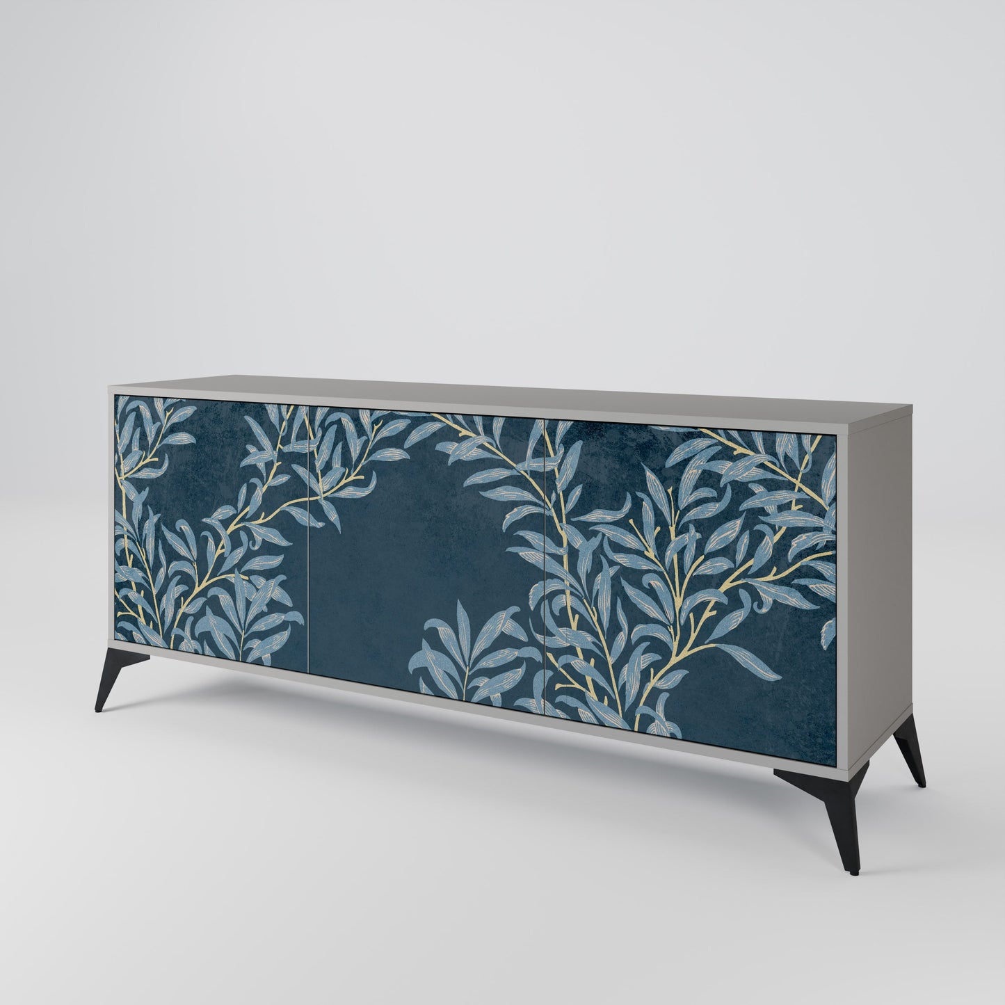 Credenza a 3 ante BLUE FOGLIE in finitura grigia