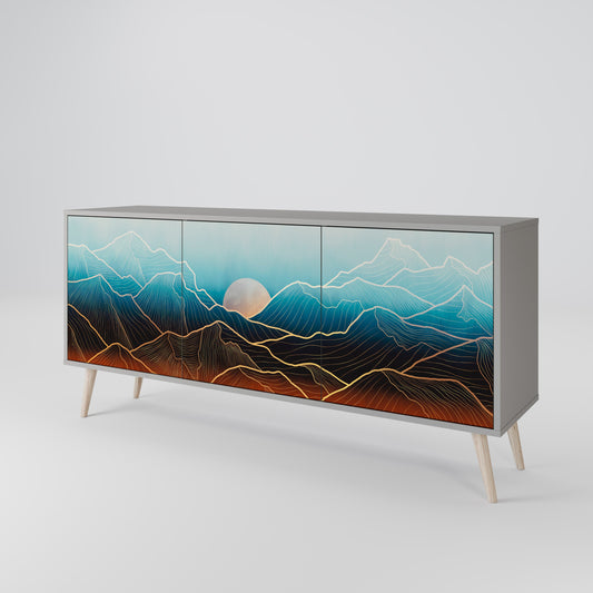 Credenza a 3 ante LUNAR SECRETS in finitura grigia