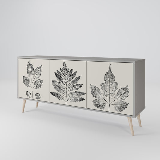Credenza LEAFY STAMPS a 3 ante in finitura grigia