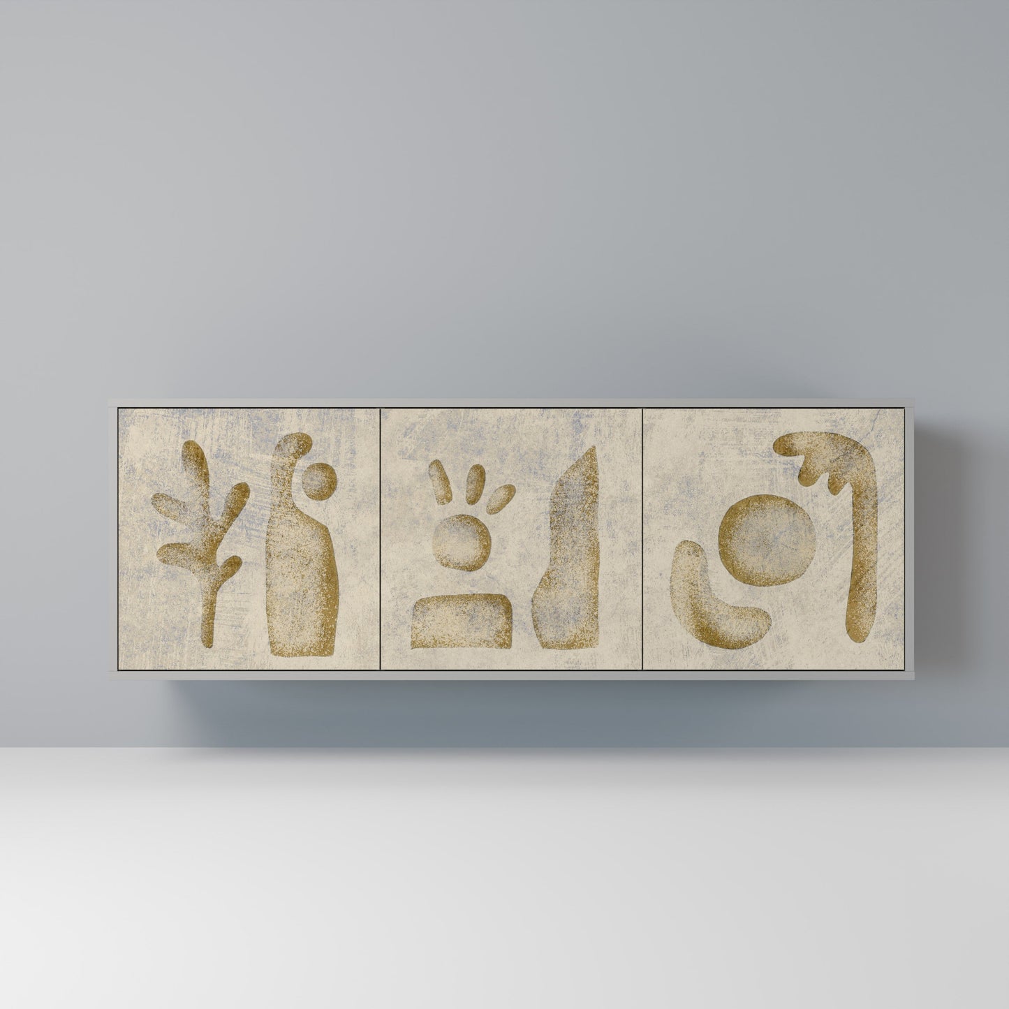 Credenza a 3 ante SAND SCULPTURES in finitura grigia