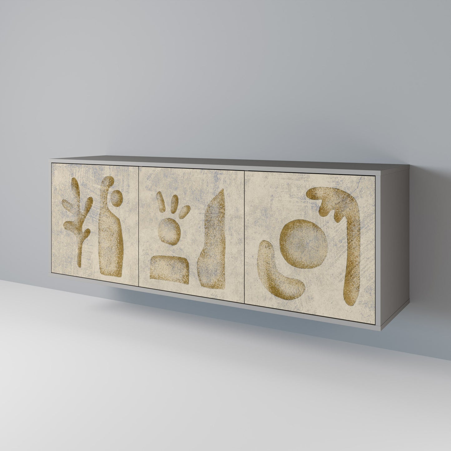 Credenza a 3 ante SAND SCULPTURES in finitura grigia