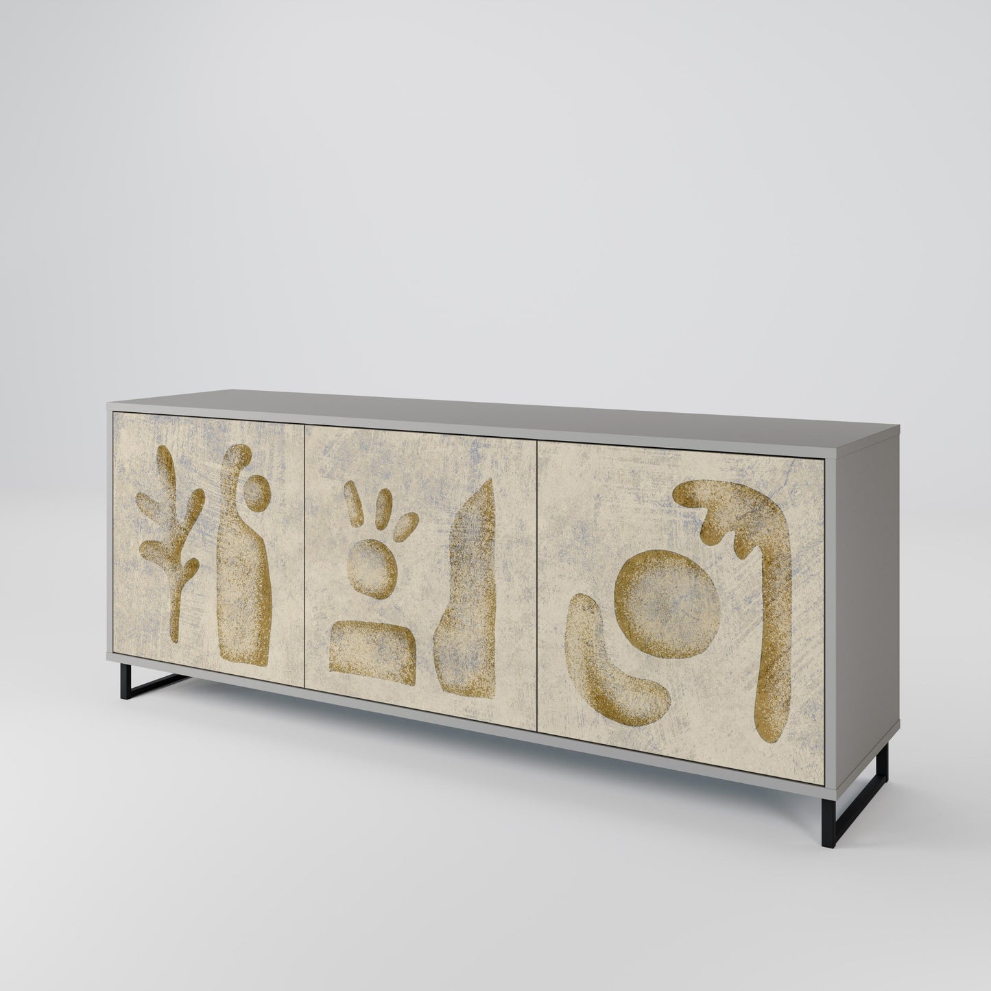 Credenza a 3 ante SAND SCULPTURES in finitura grigia