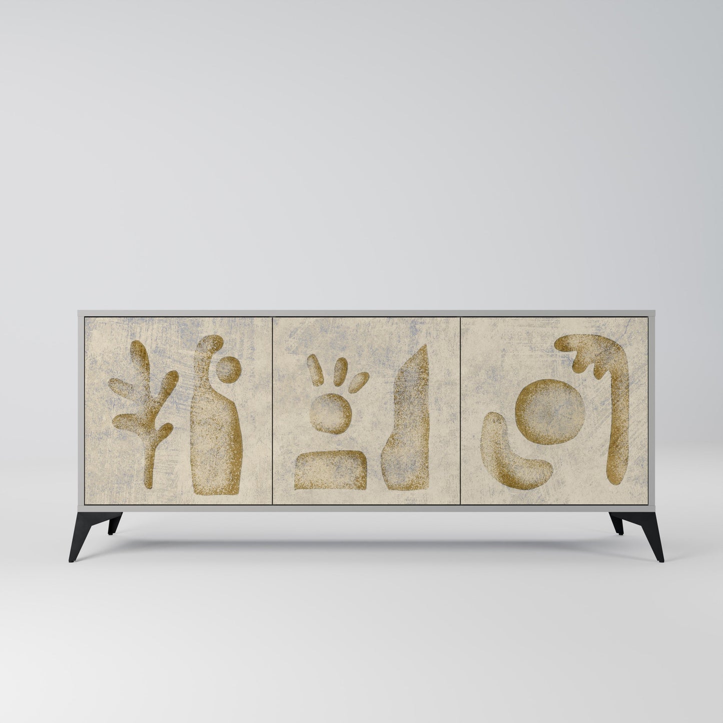 Credenza a 3 ante SAND SCULPTURES in finitura grigia