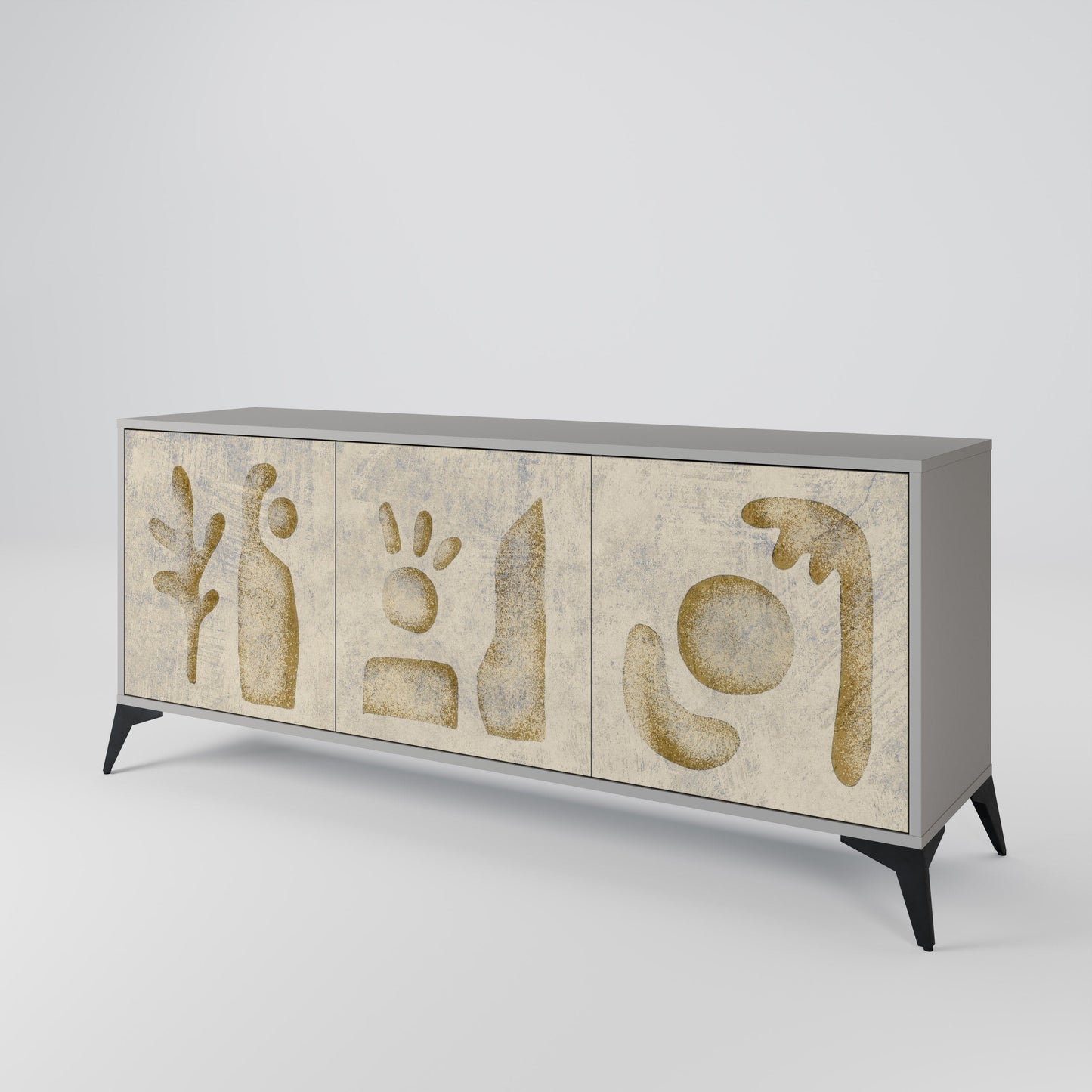 Credenza a 3 ante SAND SCULPTURES in finitura grigia