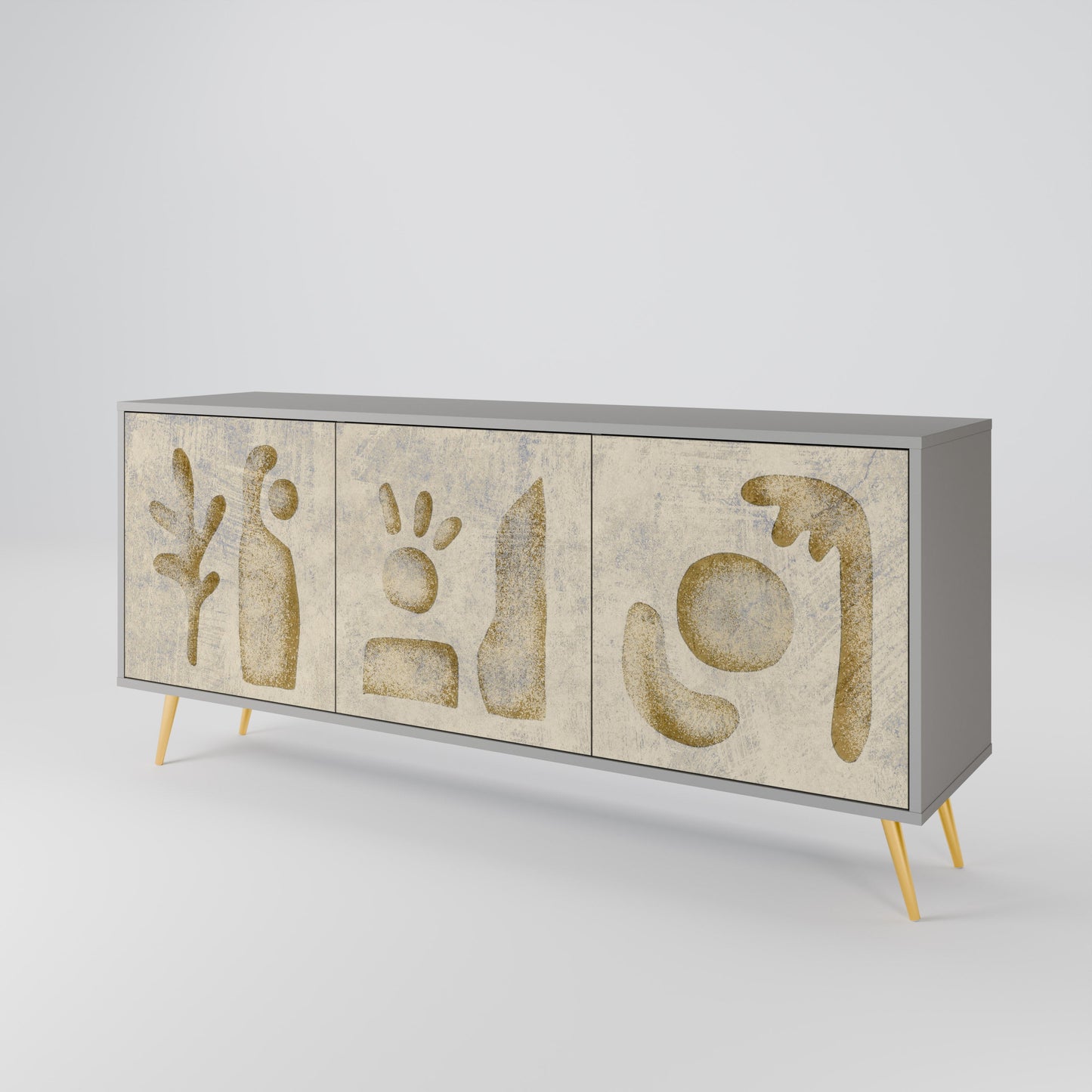 Credenza a 3 ante SAND SCULPTURES in finitura grigia