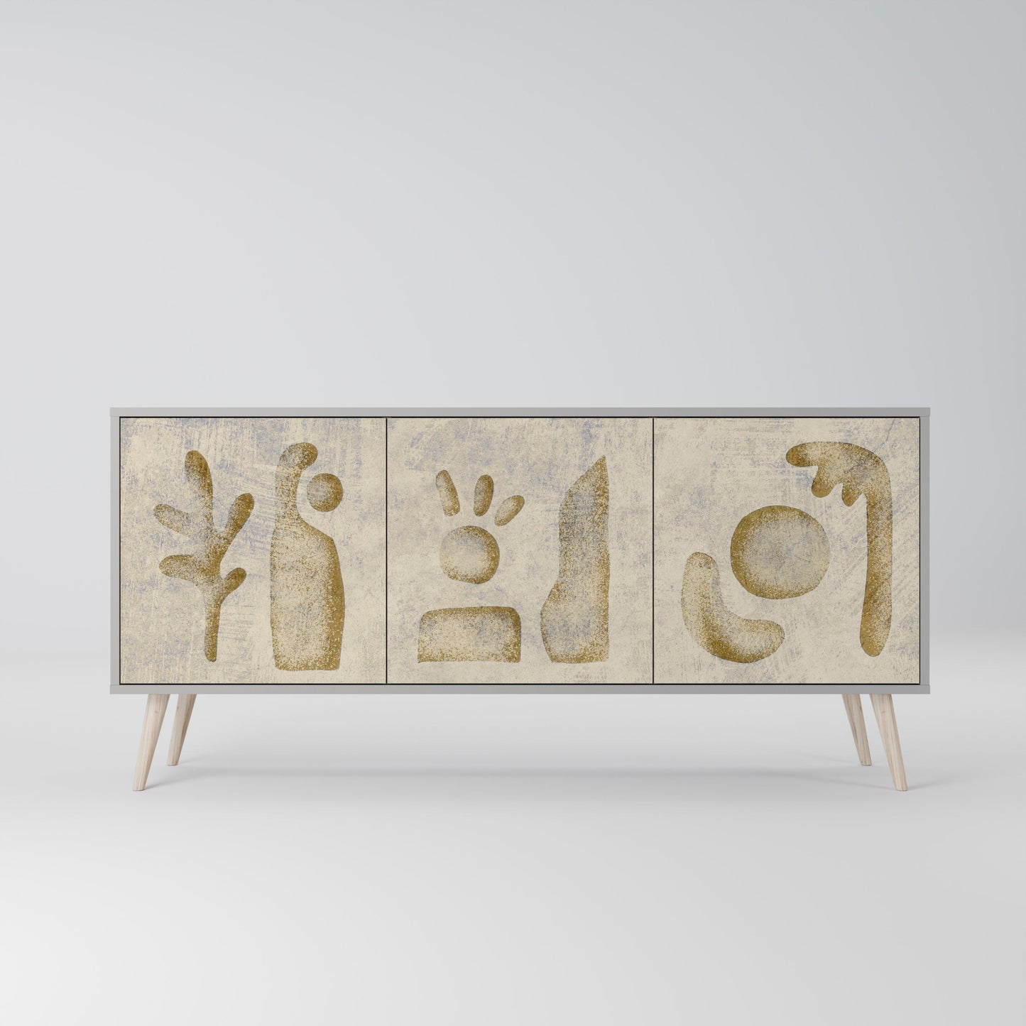 Credenza a 3 ante SAND SCULPTURES in finitura grigia