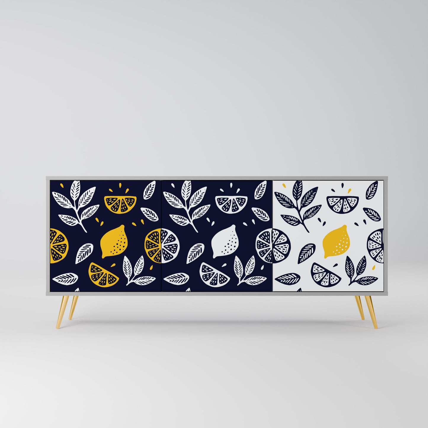 CITRUS BLACK AND WHITE 3-Door Sideboard in Grey Finish