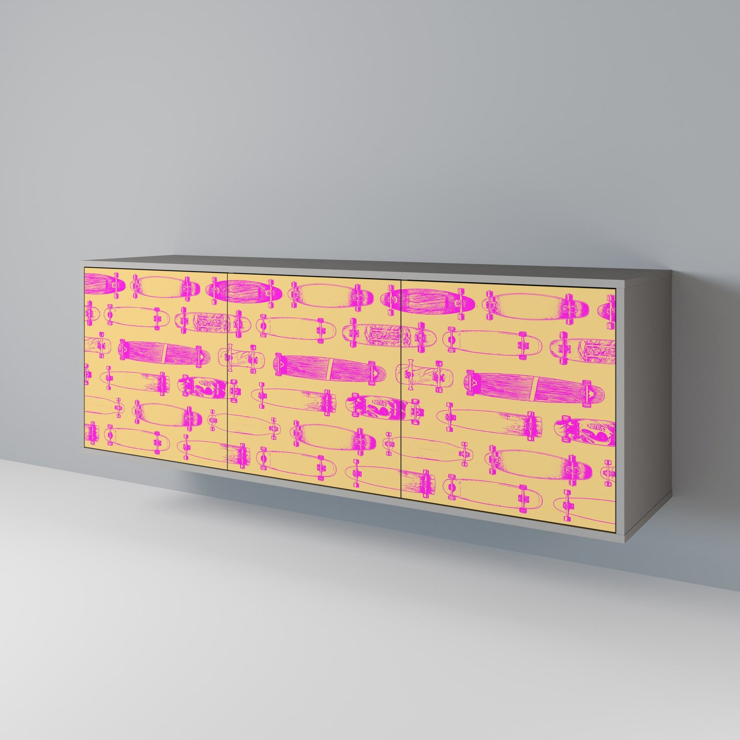 Credenza SKATEBOARD ARTISTRY a 3 ante con finitura grigia