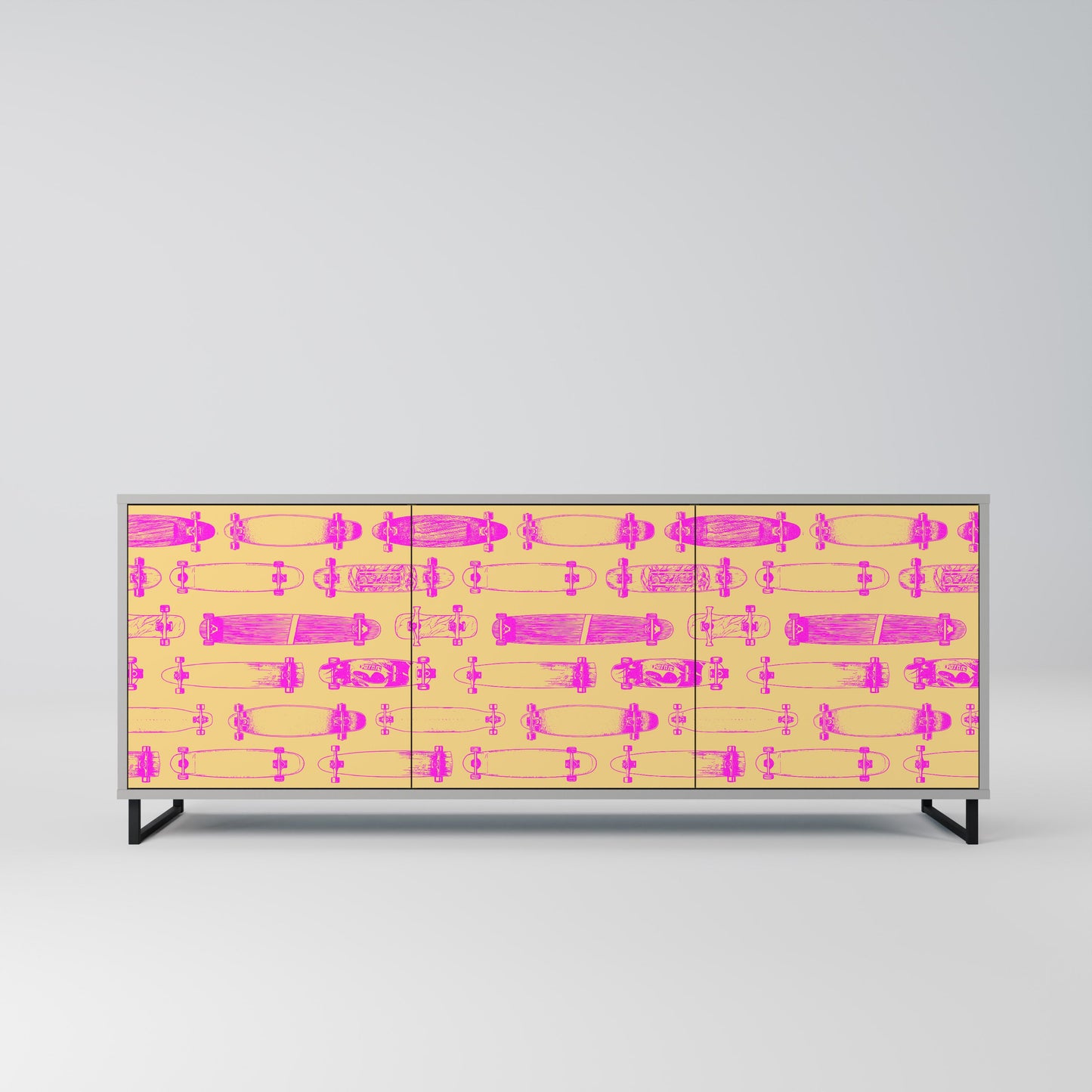 Credenza SKATEBOARD ARTISTRY a 3 ante con finitura grigia