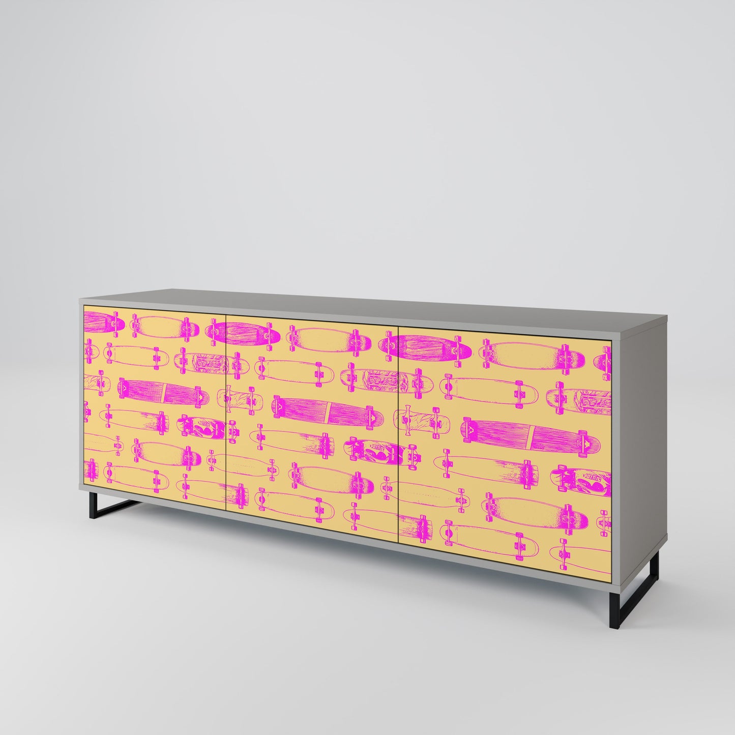 Credenza SKATEBOARD ARTISTRY a 3 ante con finitura grigia