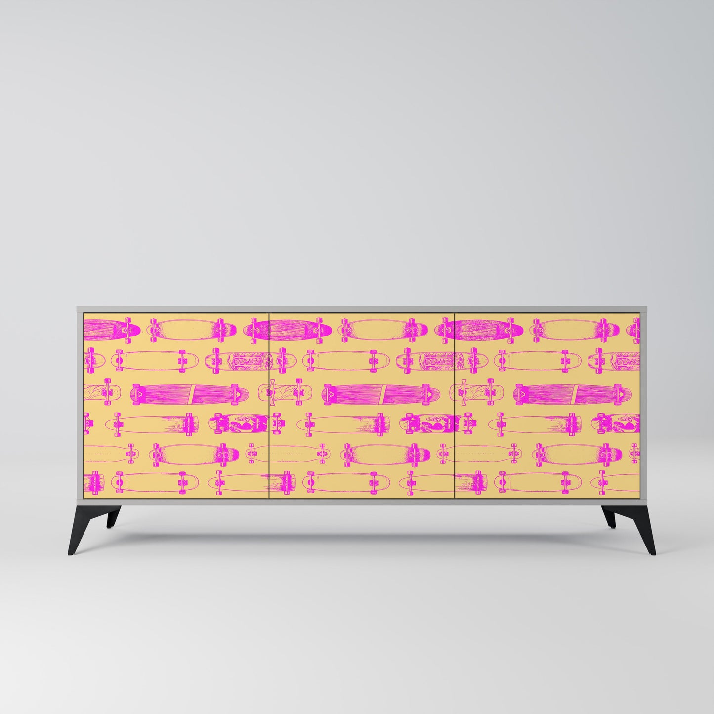 Credenza SKATEBOARD ARTISTRY a 3 ante con finitura grigia