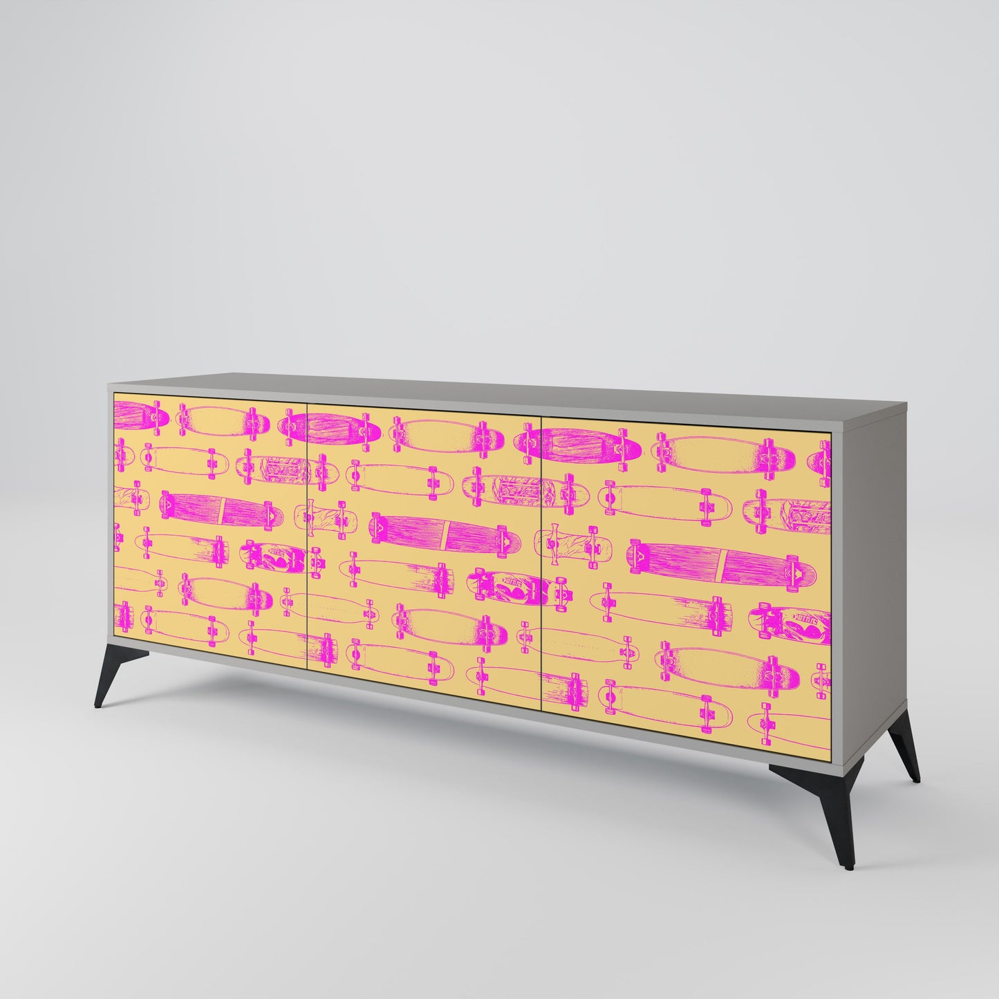 Credenza SKATEBOARD ARTISTRY a 3 ante con finitura grigia