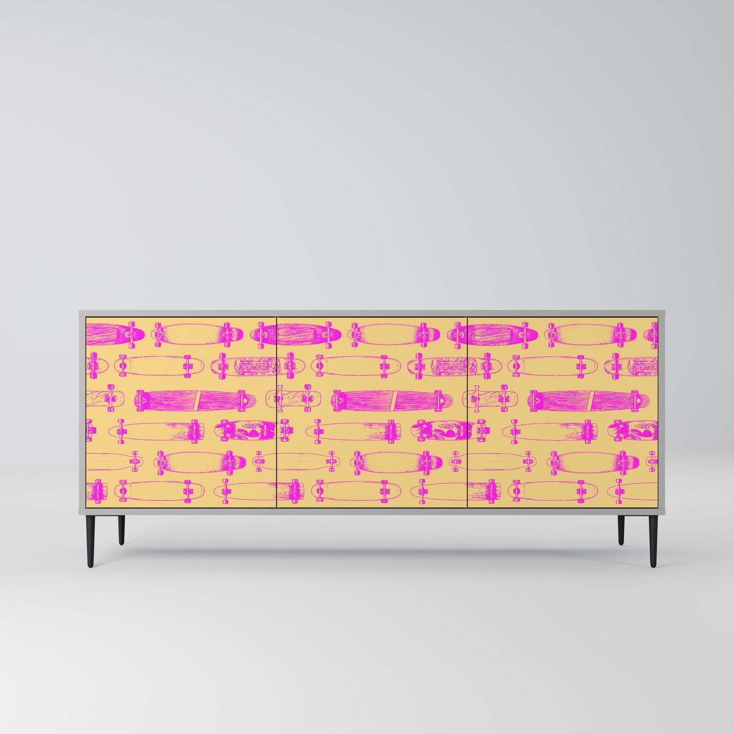 Credenza SKATEBOARD ARTISTRY a 3 ante con finitura grigia