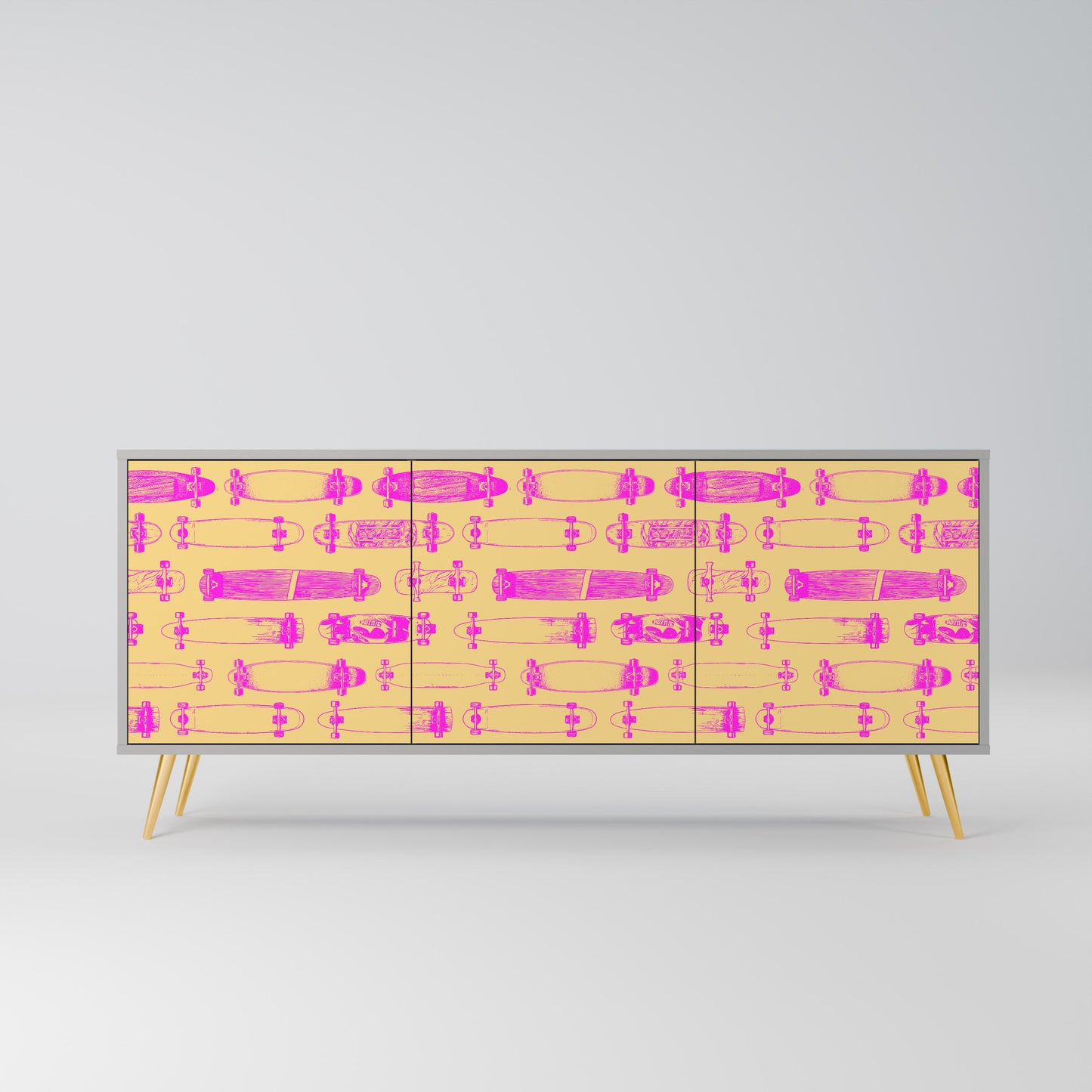 Credenza SKATEBOARD ARTISTRY a 3 ante con finitura grigia