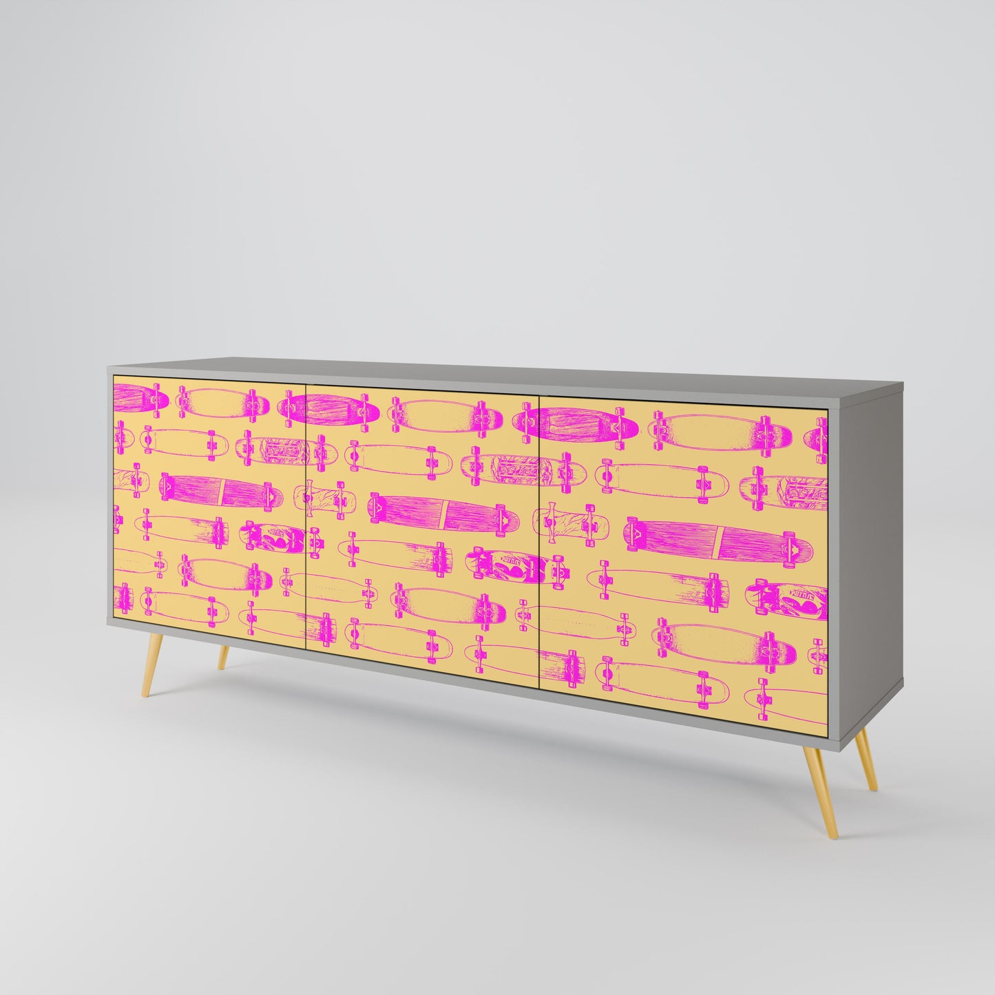 Credenza SKATEBOARD ARTISTRY a 3 ante con finitura grigia